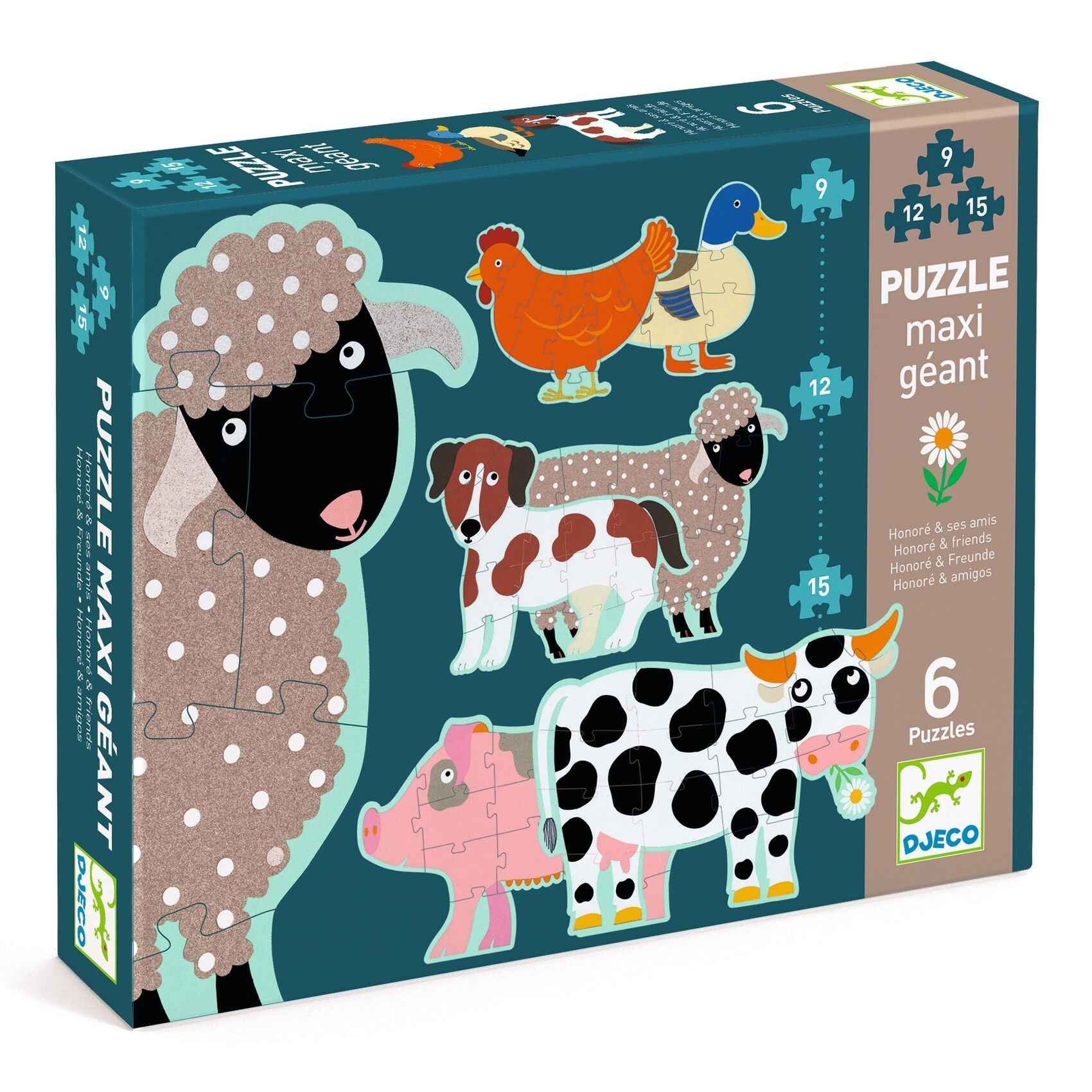 Djeco Jumbo puzzle Honoré and friends 9-12-15 pieces