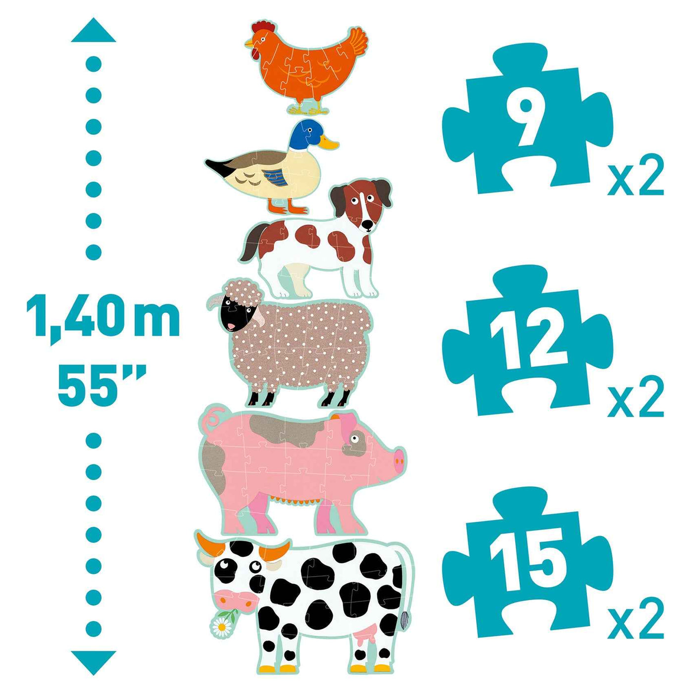 Djeco Jumbo Puzzle Honoré and Friends 9-12-15st