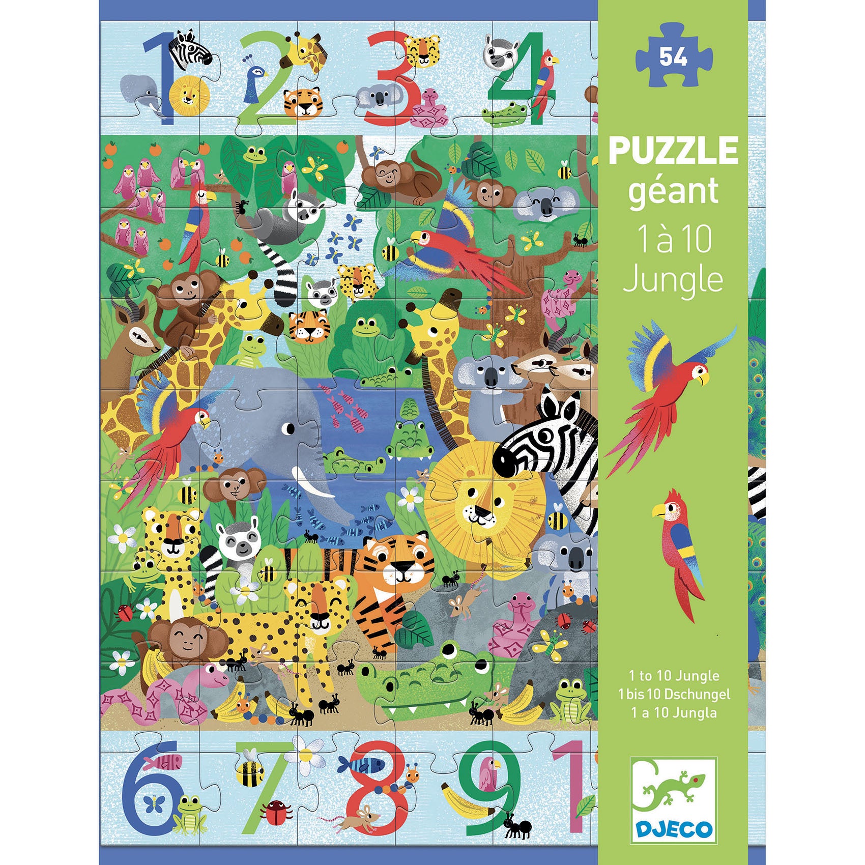 Djeco puzzel 1 tot 10 Jungle - 54 stukjes