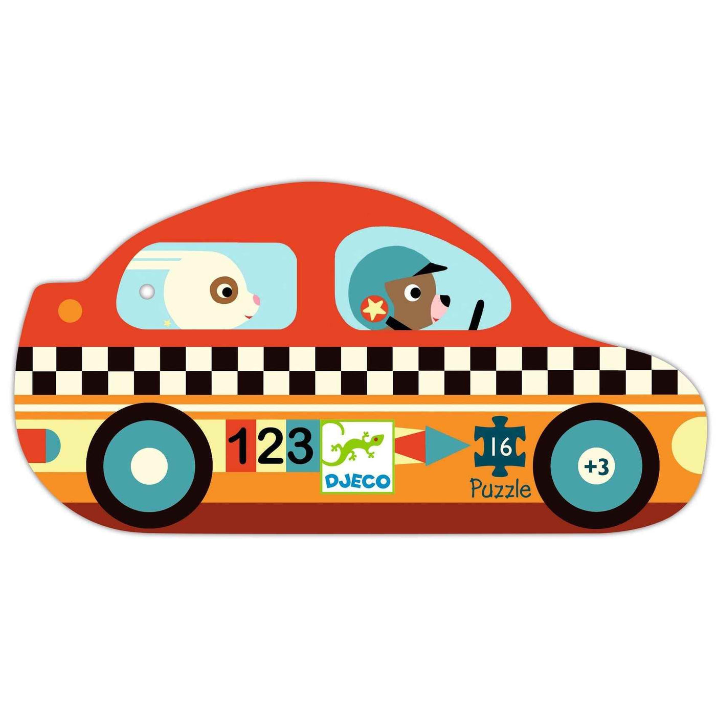 Djeco 16-piece race car puzzle