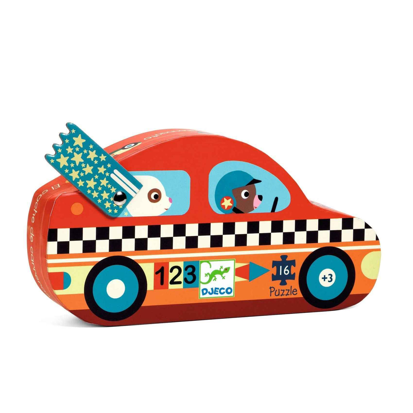 Djeco 16-piece race car puzzle