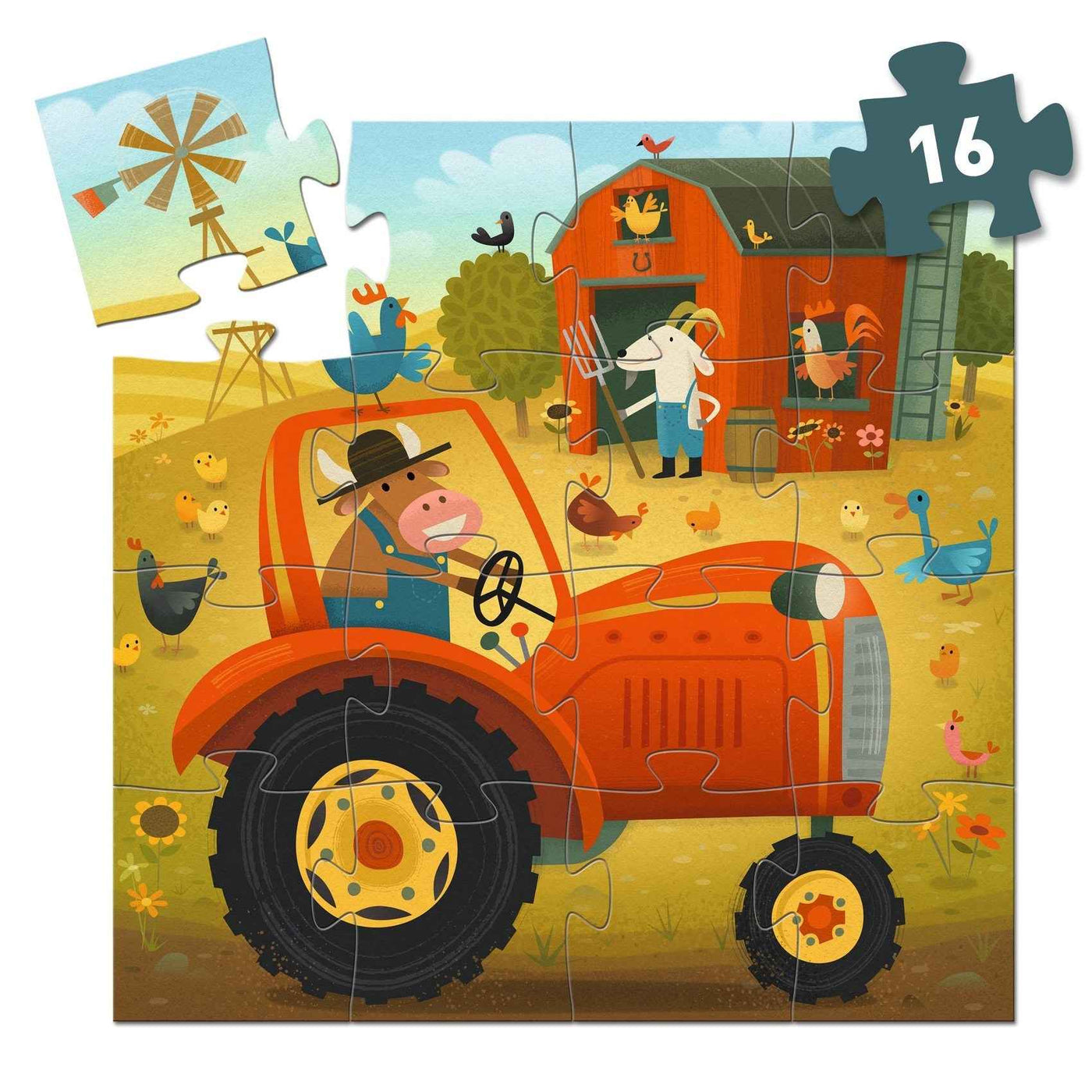 Djeco | The Tractor 16-Piece Puzzle