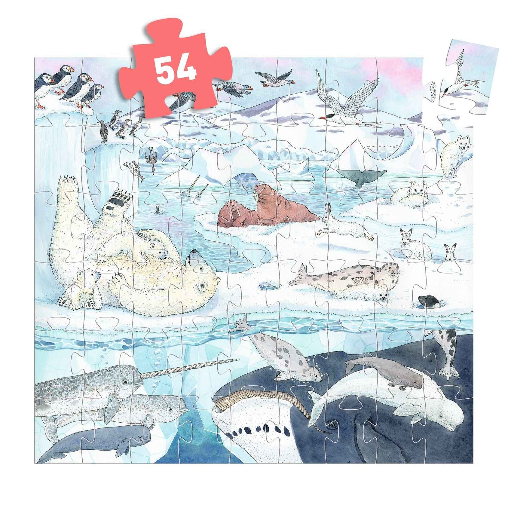 Djeco | 54-Piece Soft Polar World Puzzle