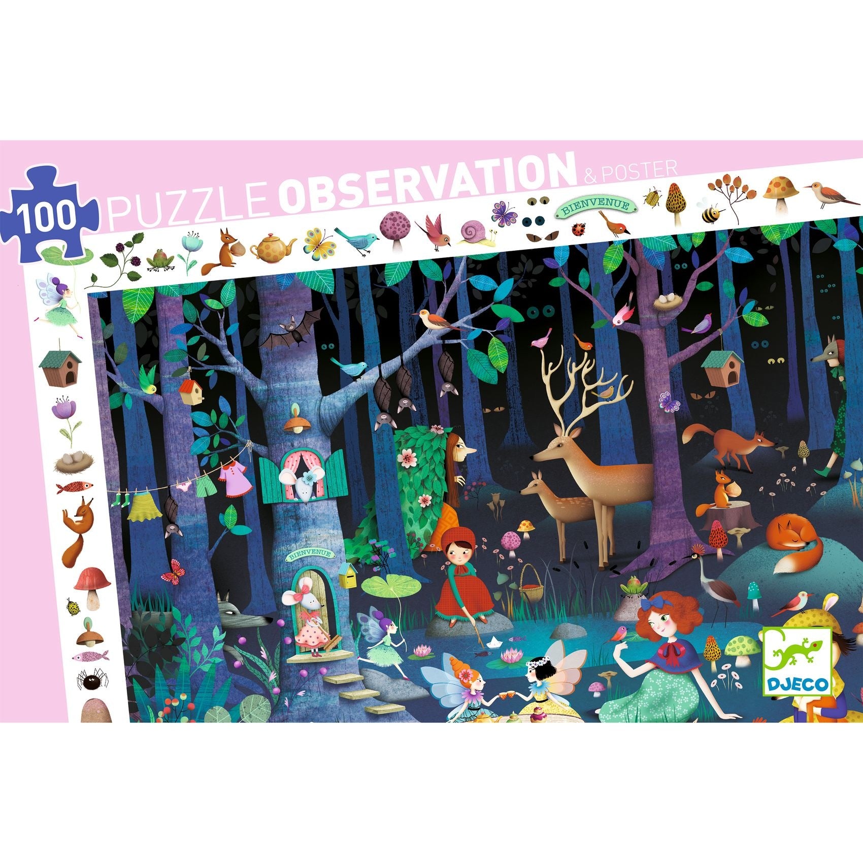 Djeco observatie puzzel betoverd bos +5jr 100st