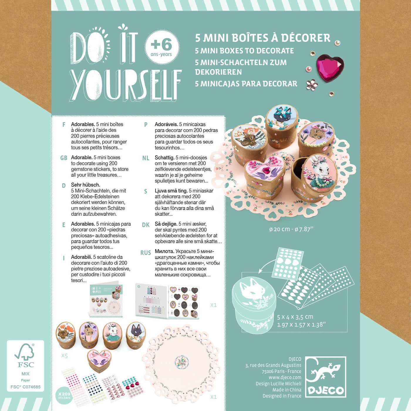 Djeco | Do It Yourself - 5 Mini-doosjes Om Te Versieren