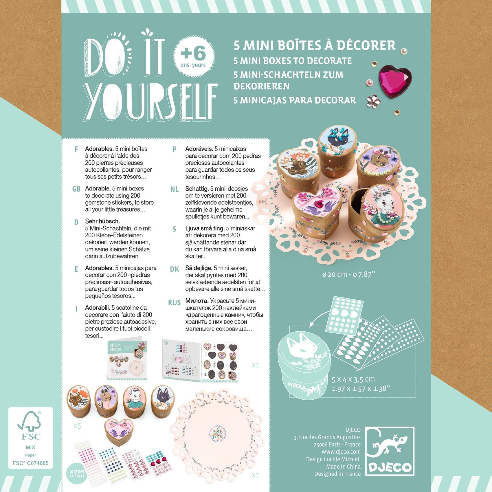 Djeco | Do It Yourself - 5 Mini-doosjes Om Te Versieren