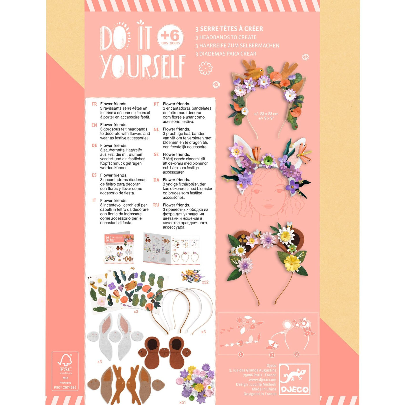 Djeco | Do It Yourself 3 Hoofdbanden Om Te Maken  Flower Friends