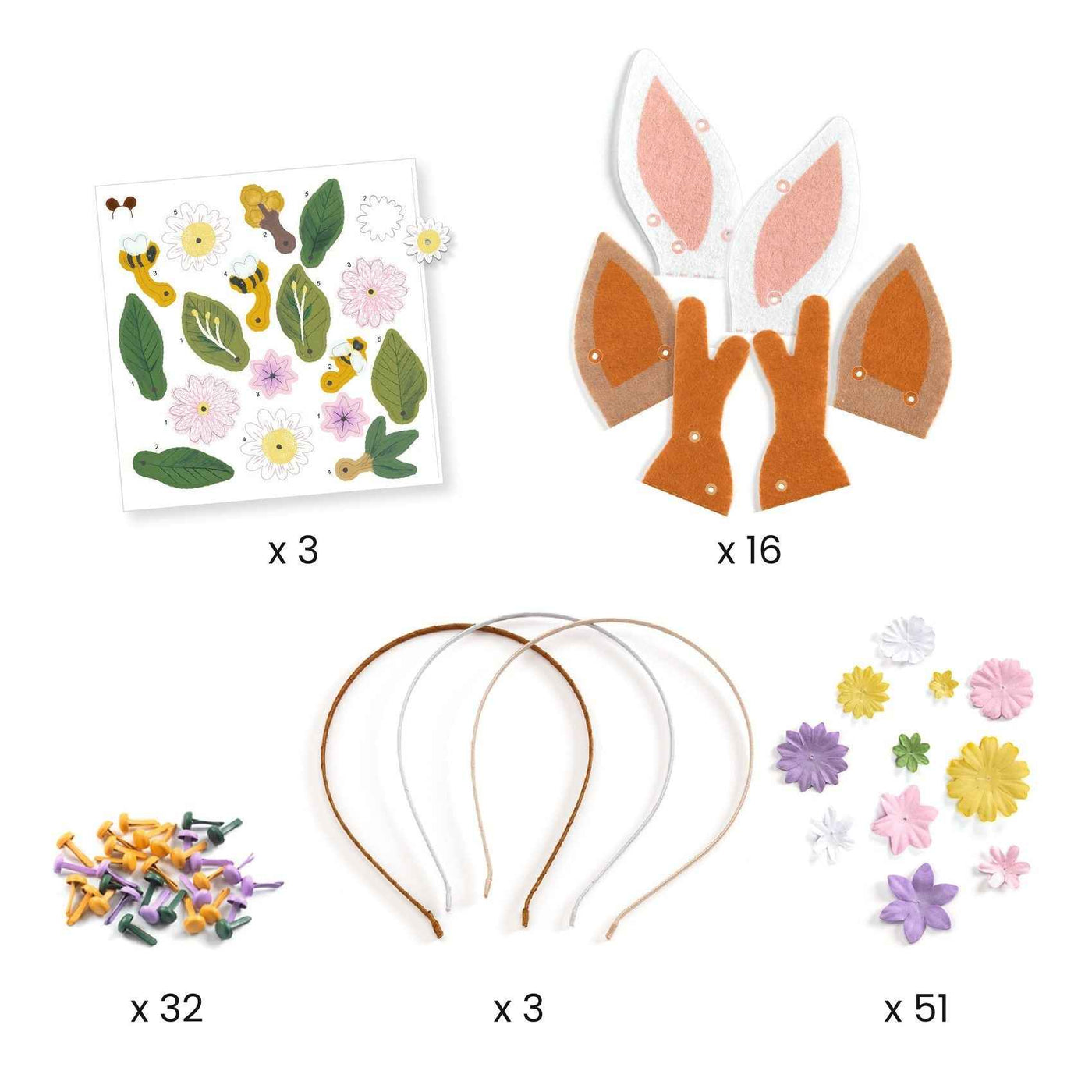 Djeco | Do It Yourself 3 Hoofdbanden Om Te Maken  Flower Friends