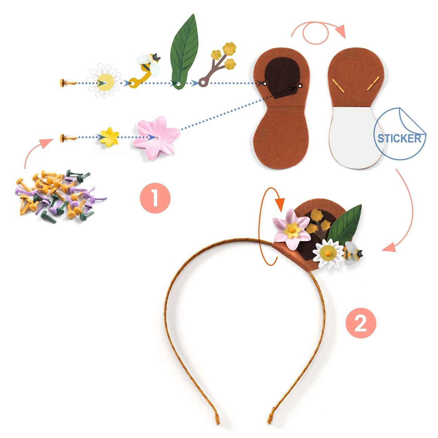 Djeco | Do It Yourself 3 Hoofdbanden Om Te Maken  Flower Friends
