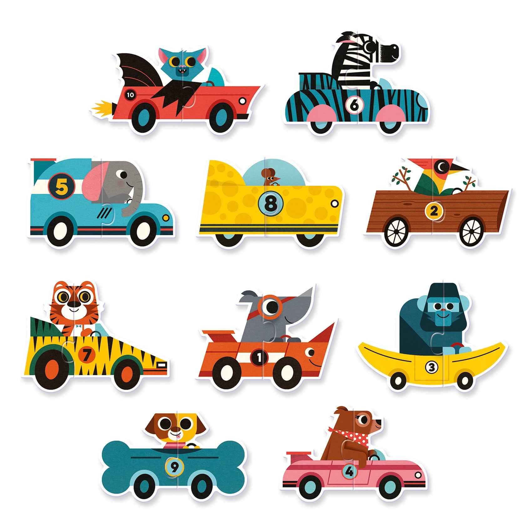 Djeco puzzel duo racewagens 10x 2st