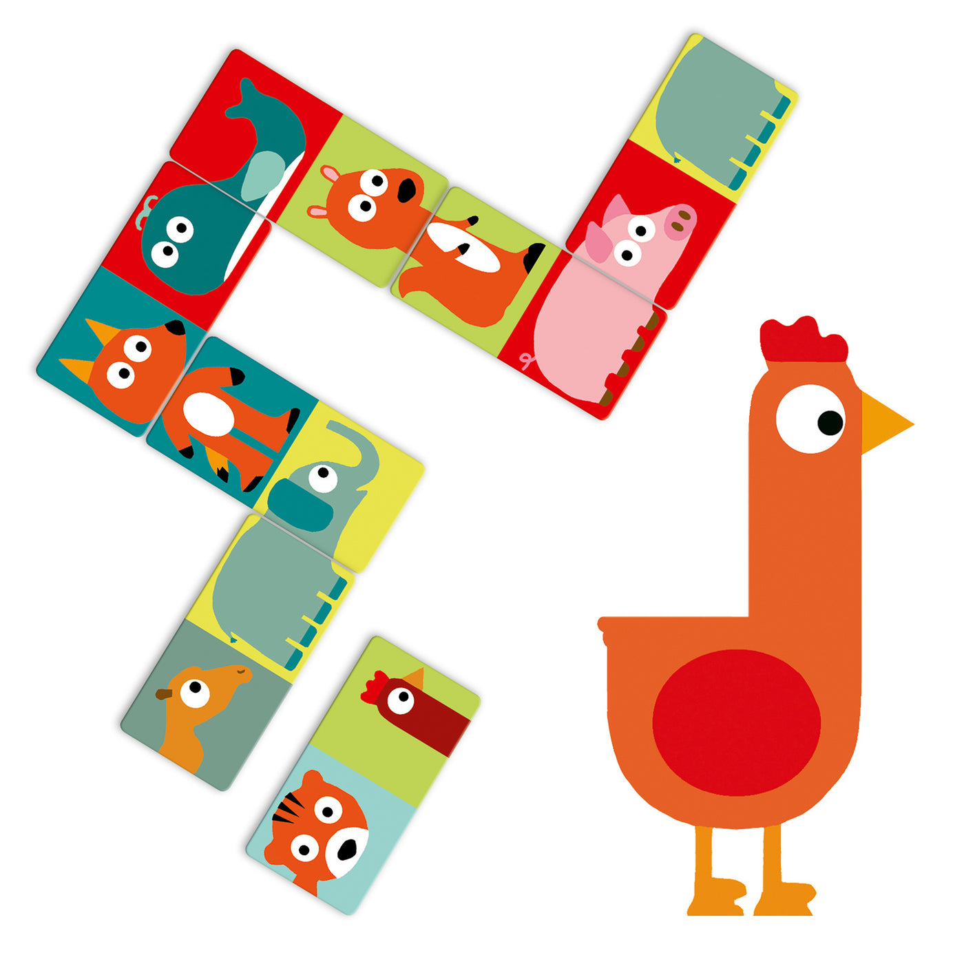 Djeco | Domino Puzzel 28 Stuks - Dieren