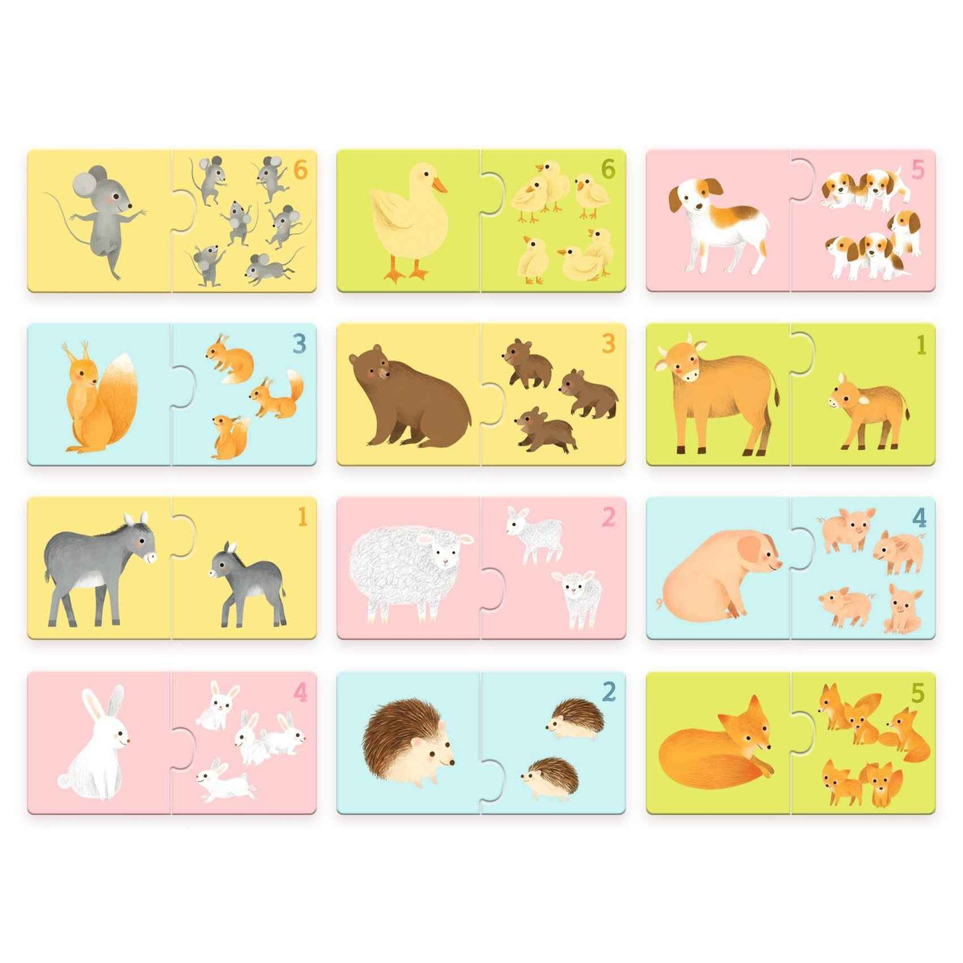 Djeco duo baby animal puzzles 12x 2st