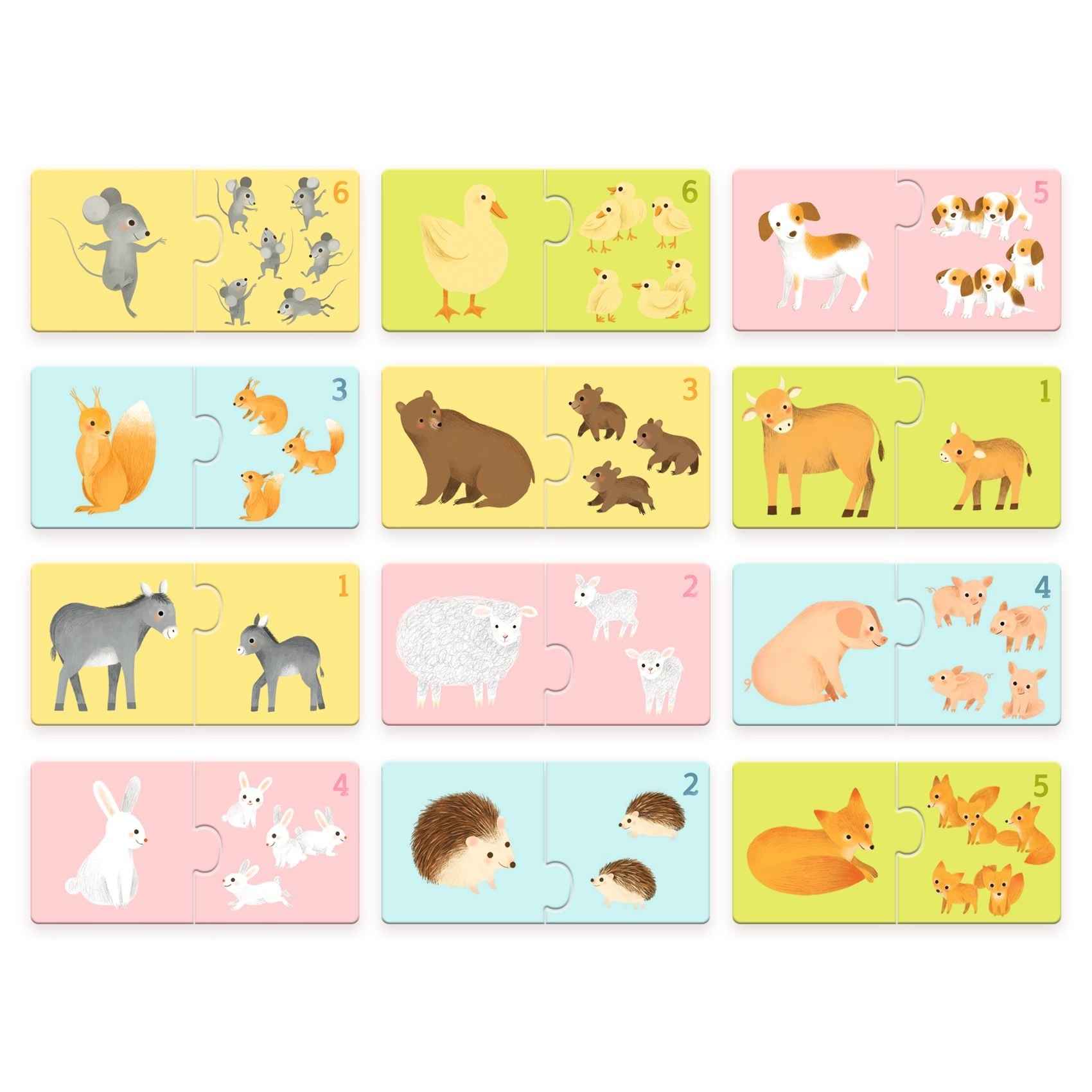 Djeco duo baby animal puzzles 12x 2st