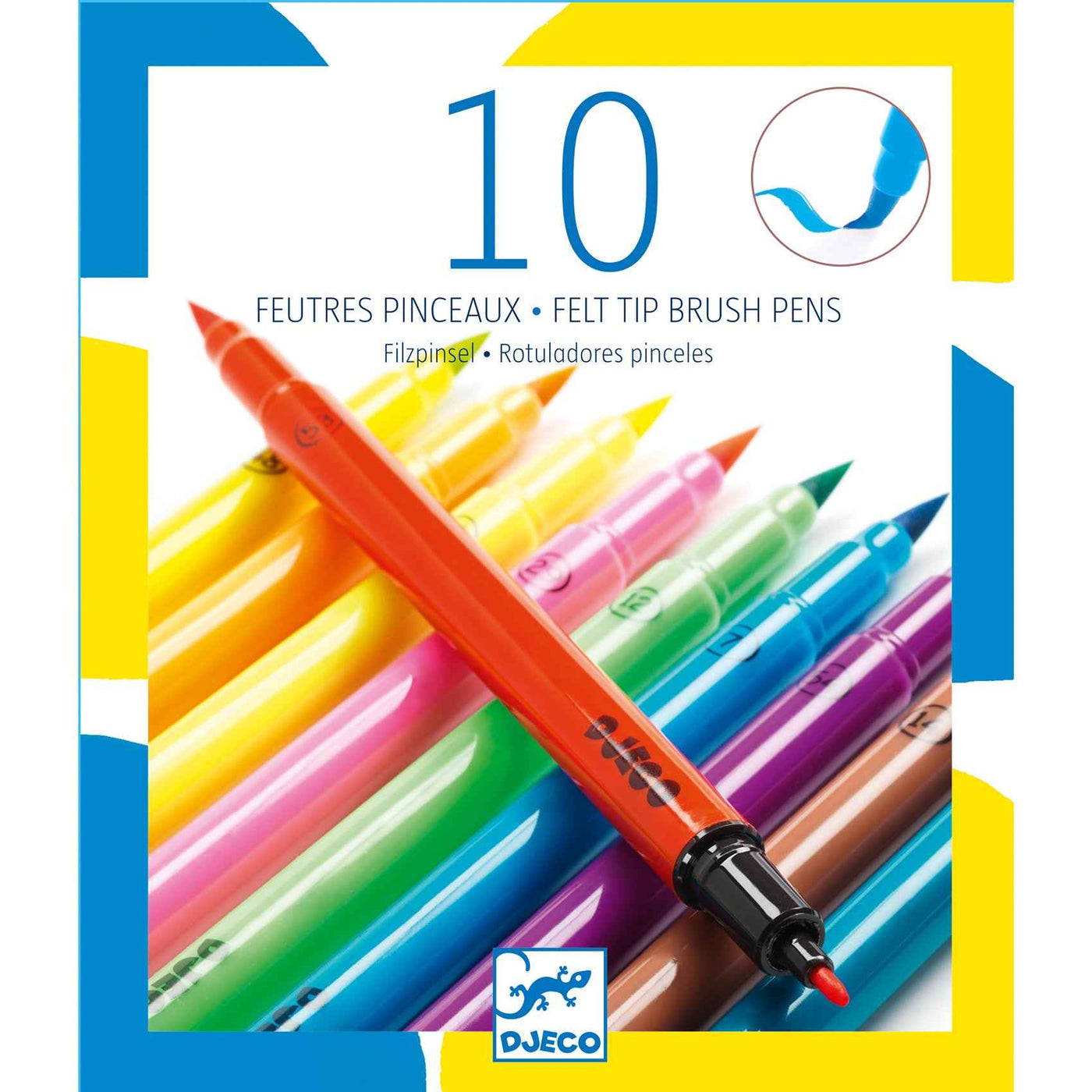 Djeco 10 dubbele viltstiften fluo