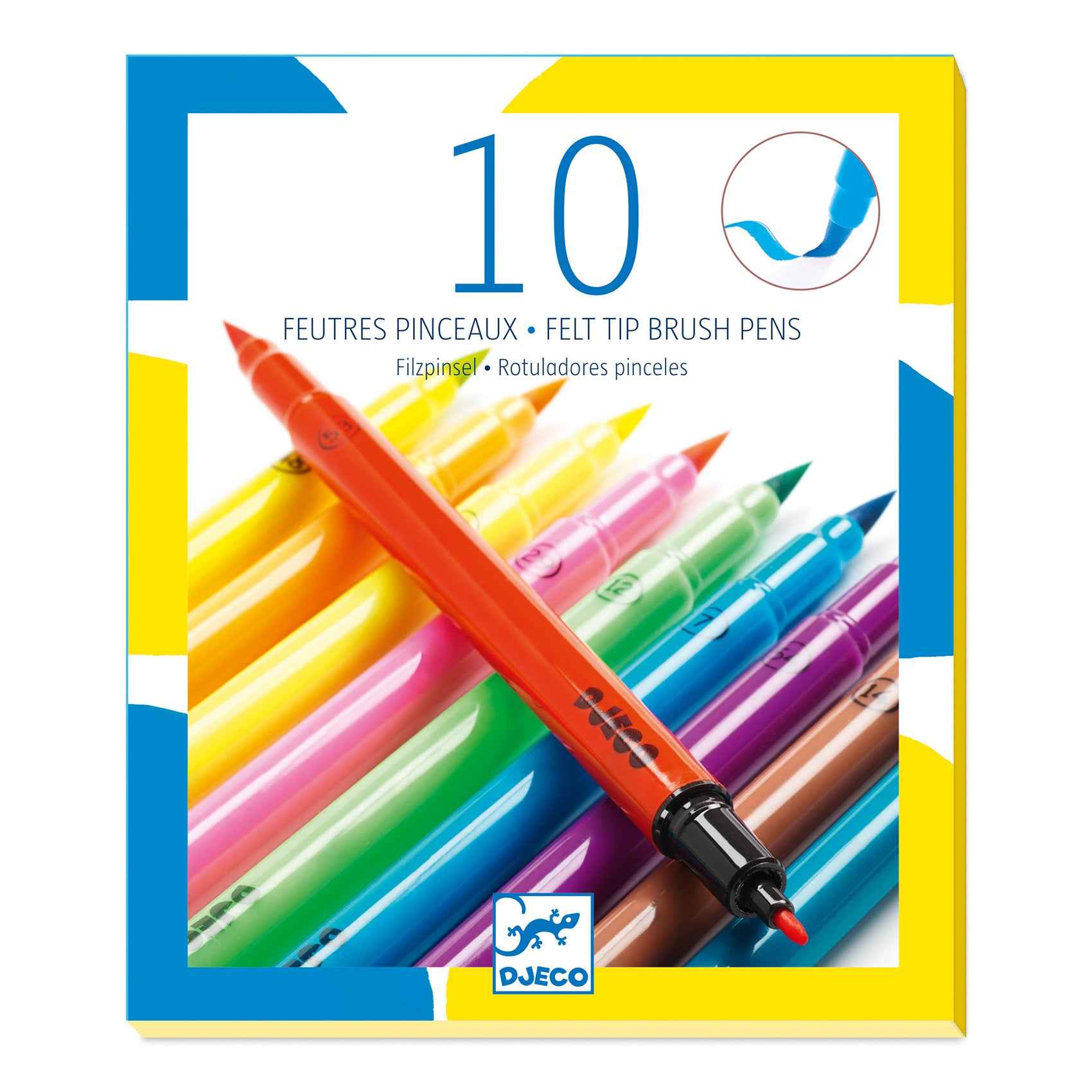 Djeco 10 dubbele viltstiften fluo