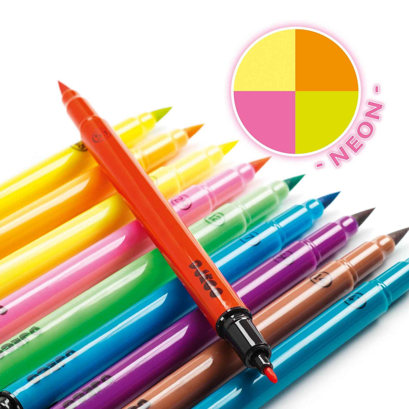 Djeco 10 dubbele viltstiften fluo