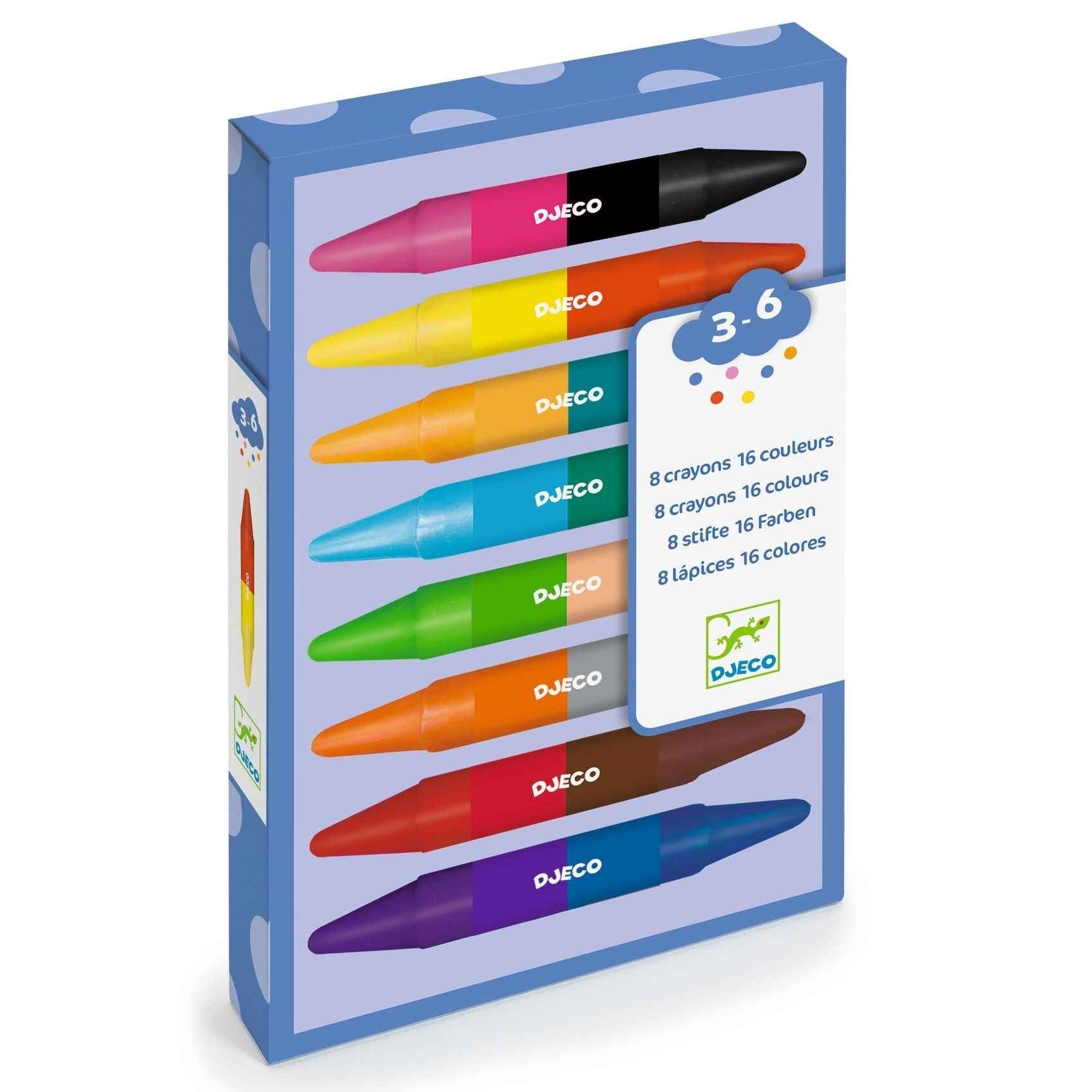 Waskrijtjes dubbelzijdig 8 stuks - Djeco