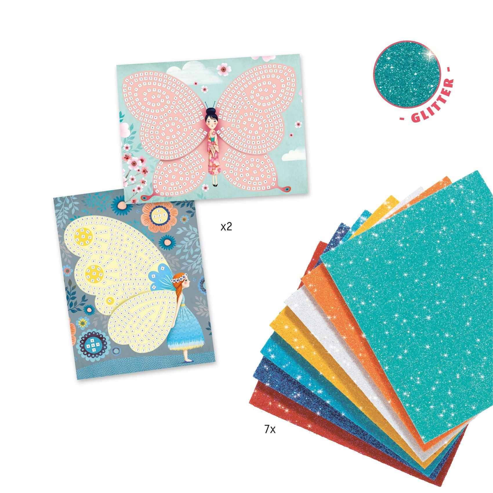 Mosaic - Butterflies - Glitter - Djeco Ages 4+