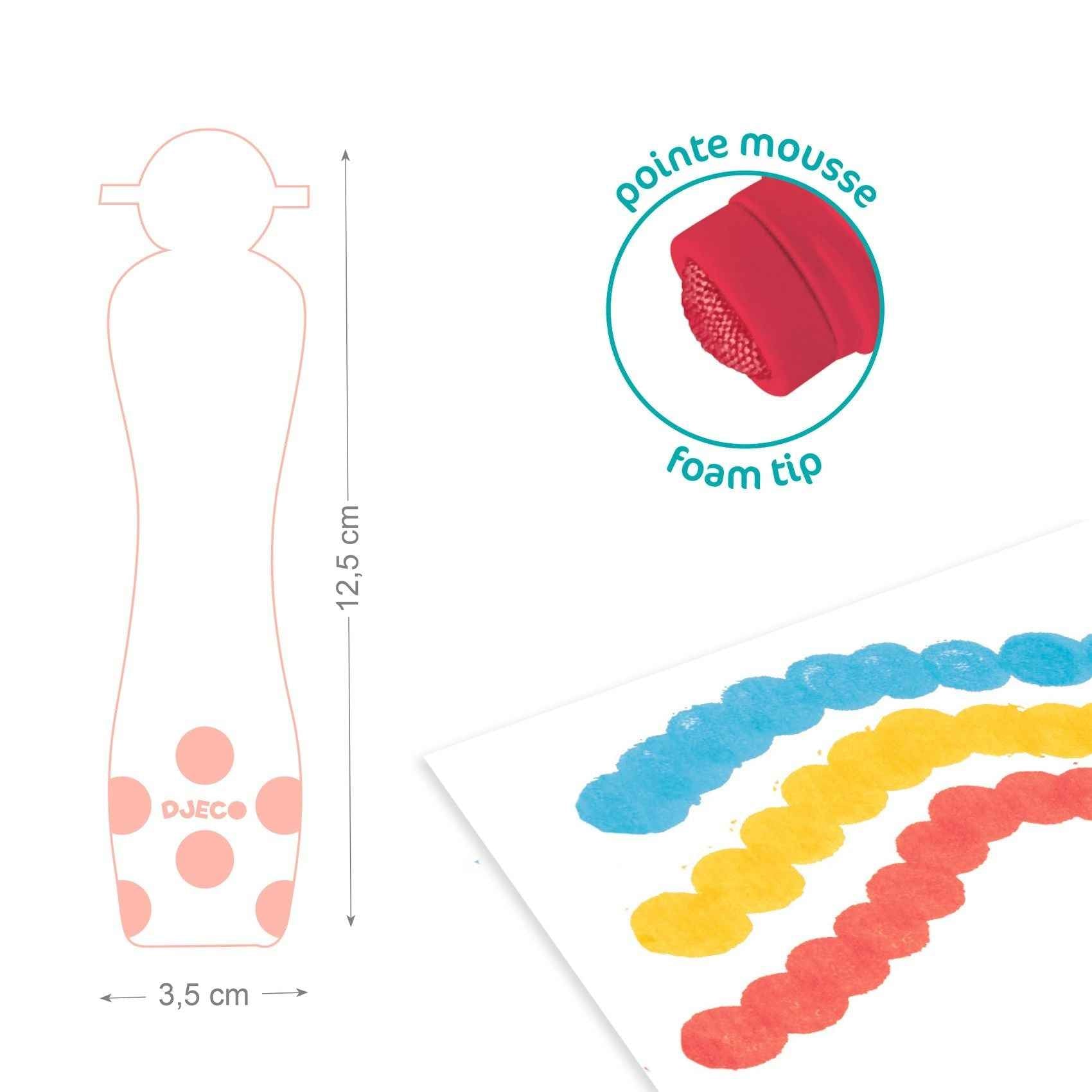 6 Foam-Tip Markers - Djeco