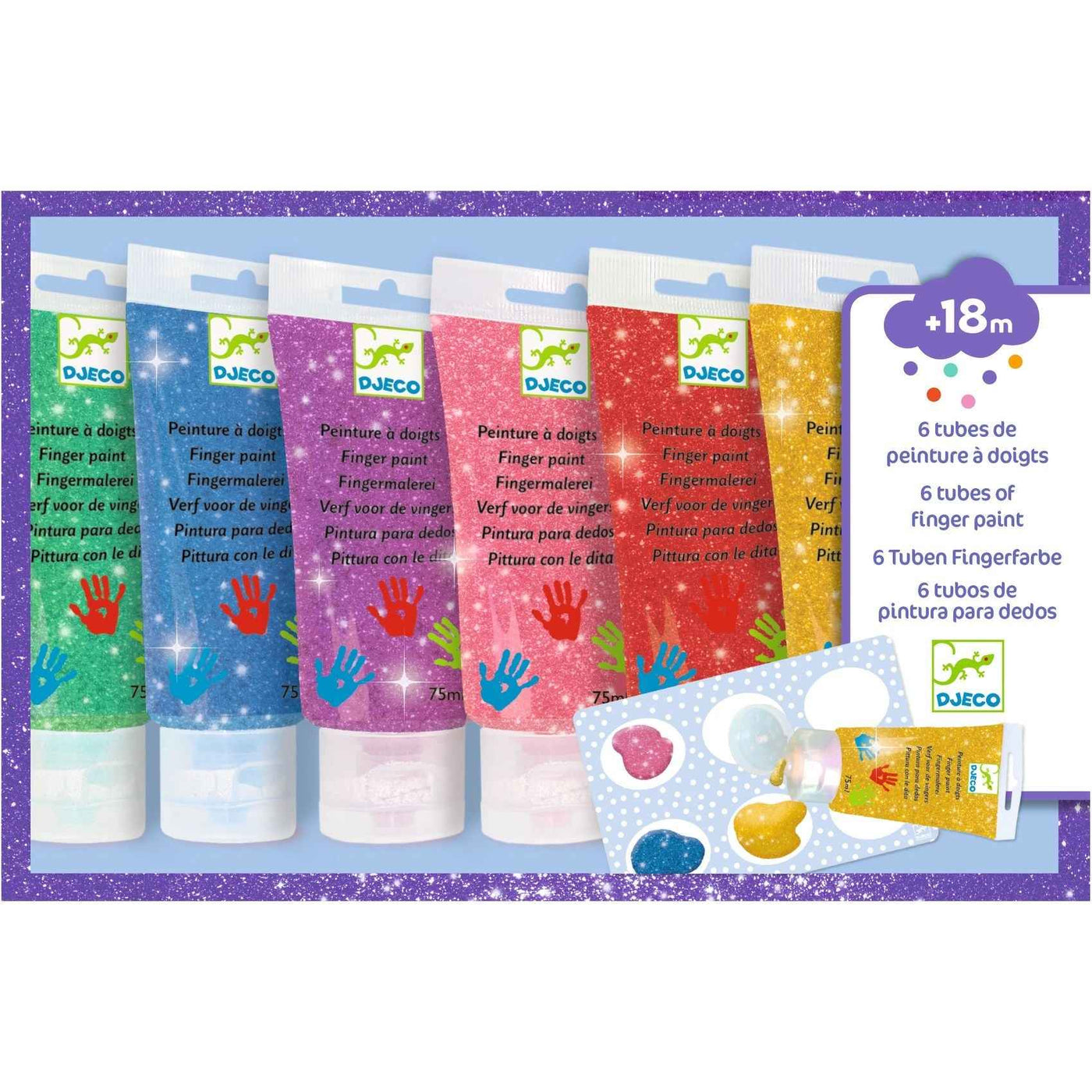 Vingerverf glitter 6 tubes - Djeco
