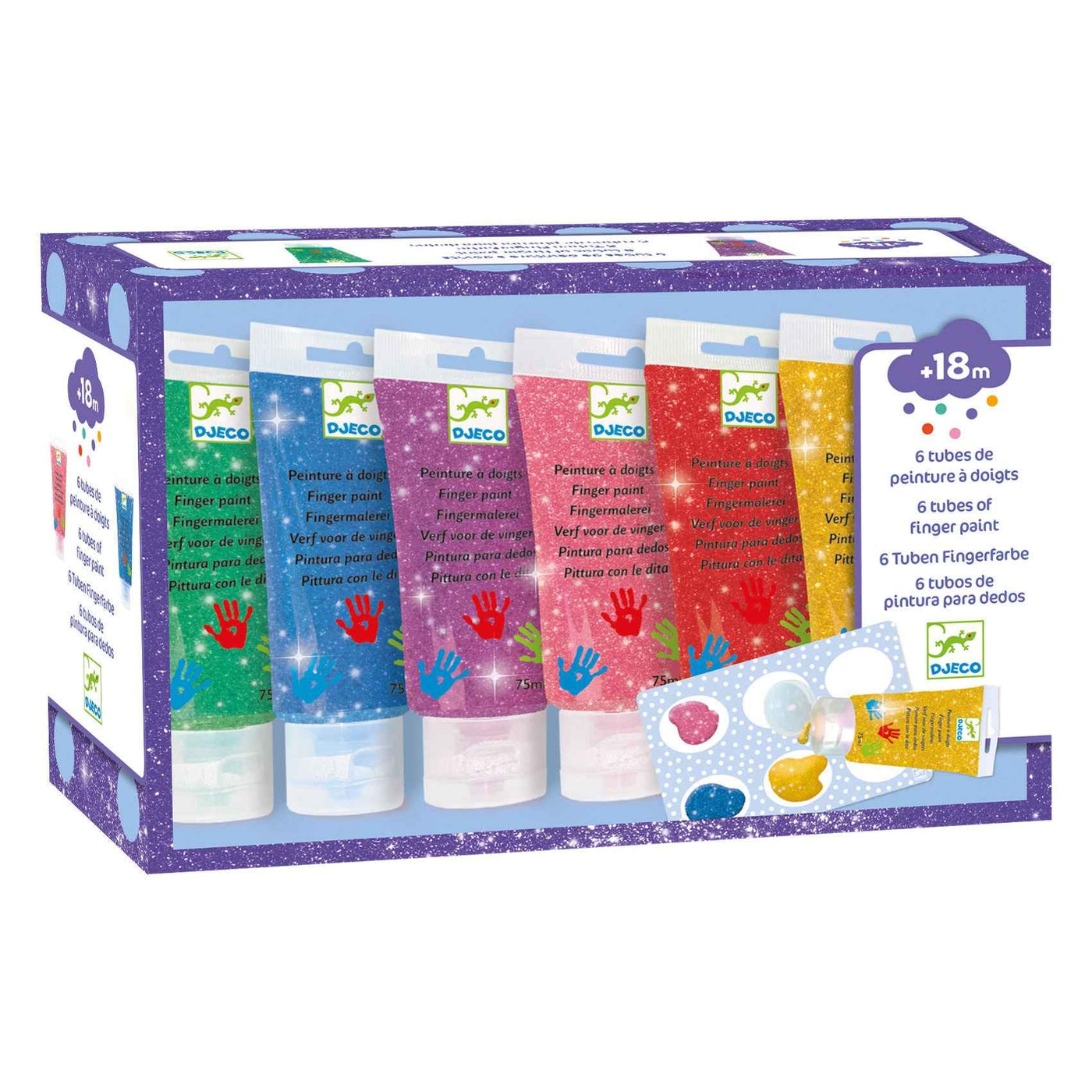 Vingerverf glitter 6 tubes - Djeco