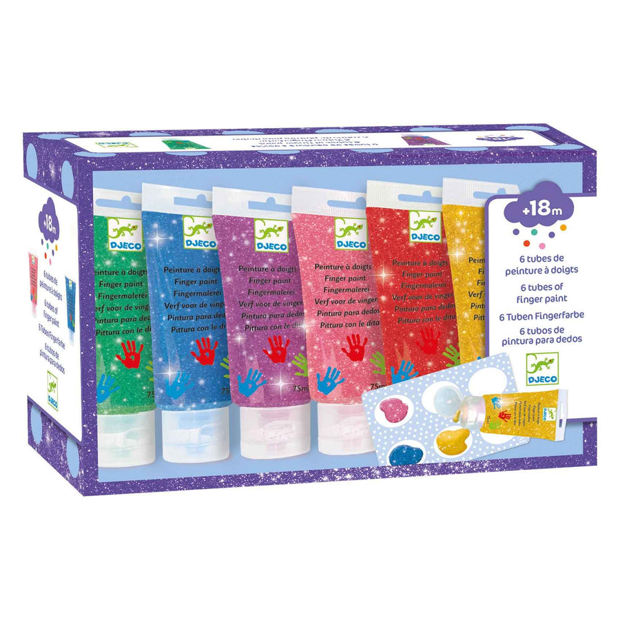 Vingerverf glitter 6 tubes - Djeco