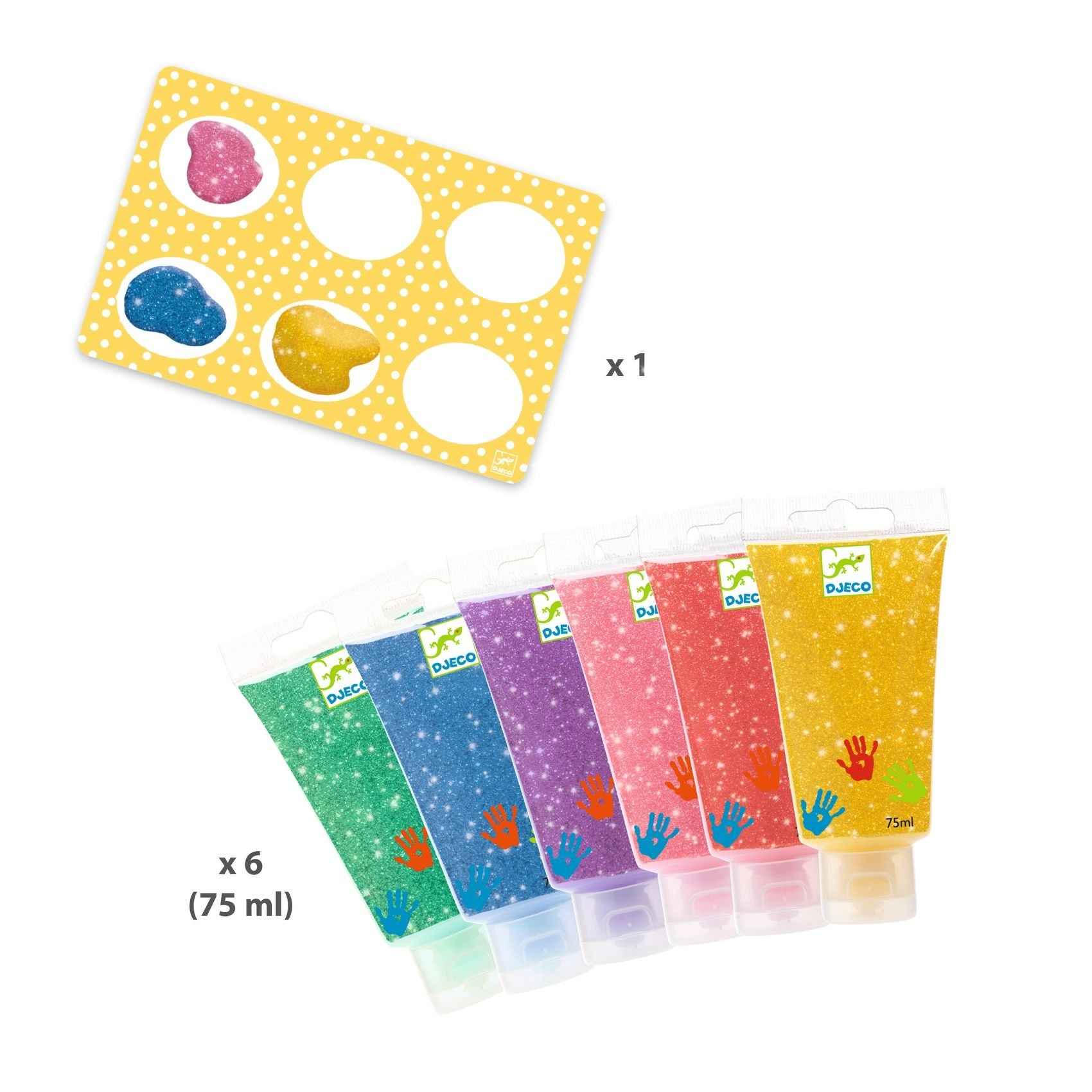 Vingerverf glitter 6 tubes - Djeco