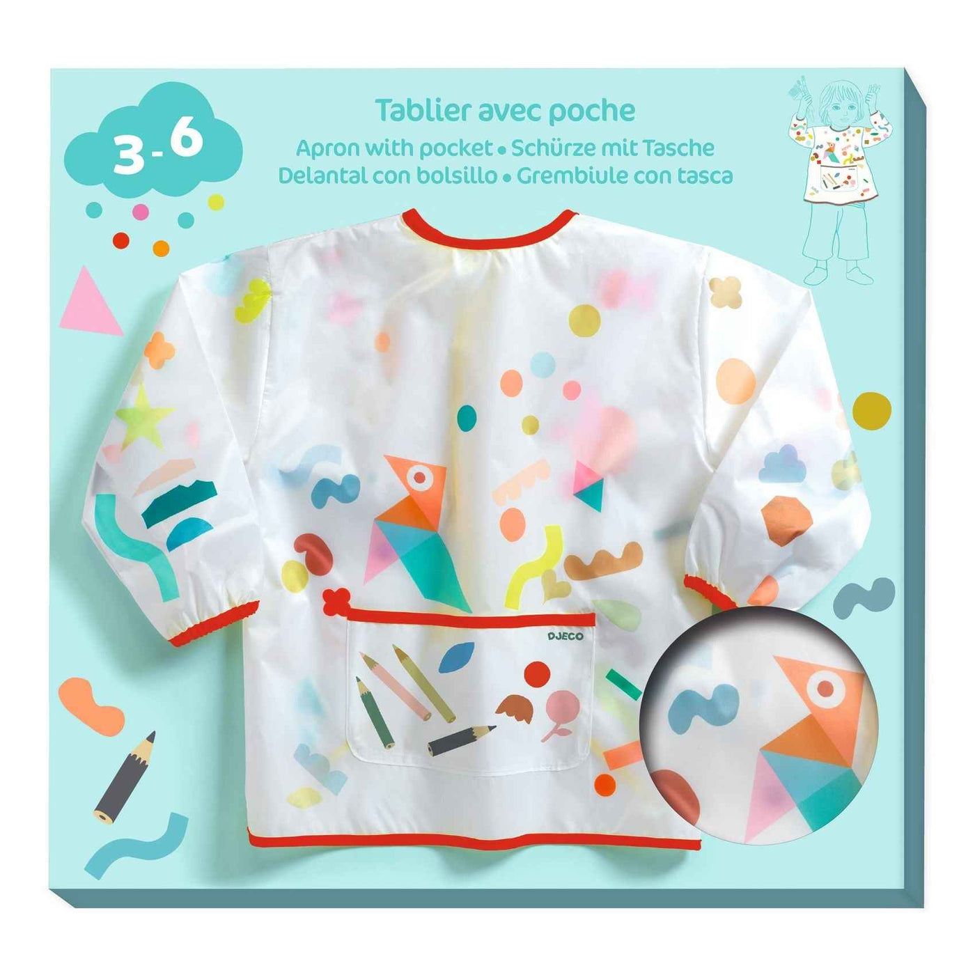 Djeco | Apron with Pocket - Stickers and Pencils