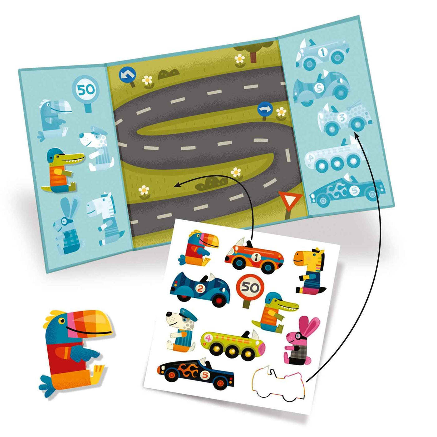 Djeco stickerboek auto's +18M