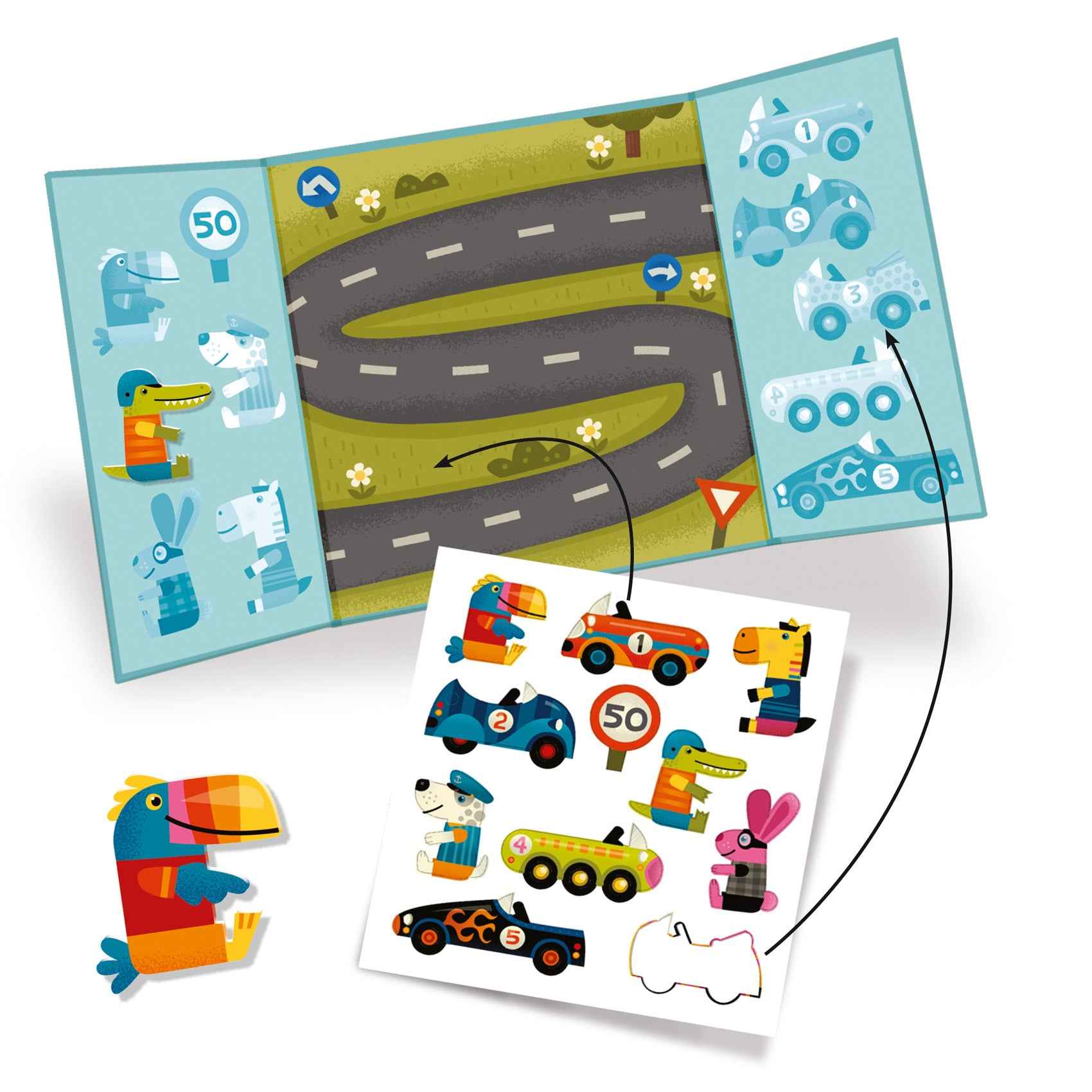 Djeco stickerboek auto's +18M