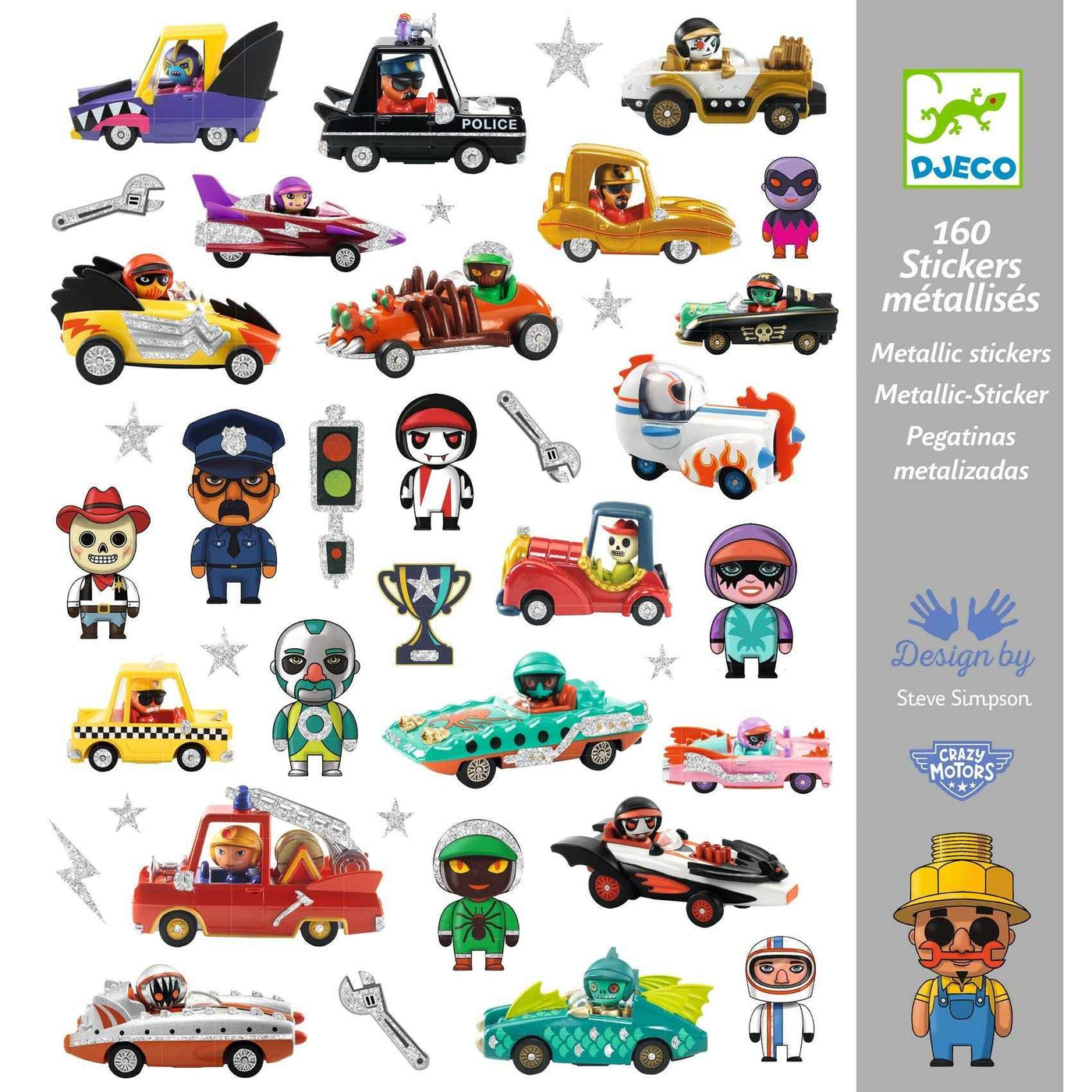 Djeco | 160 Stickers The World of Crazy Motors