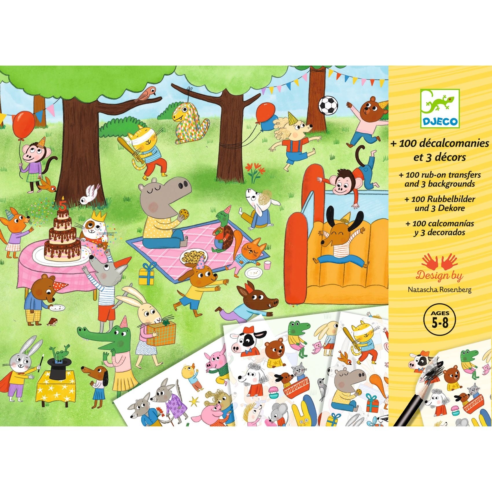 Djeco | + 100 Transferstickers En 3 Grote decors Het Is Feest!