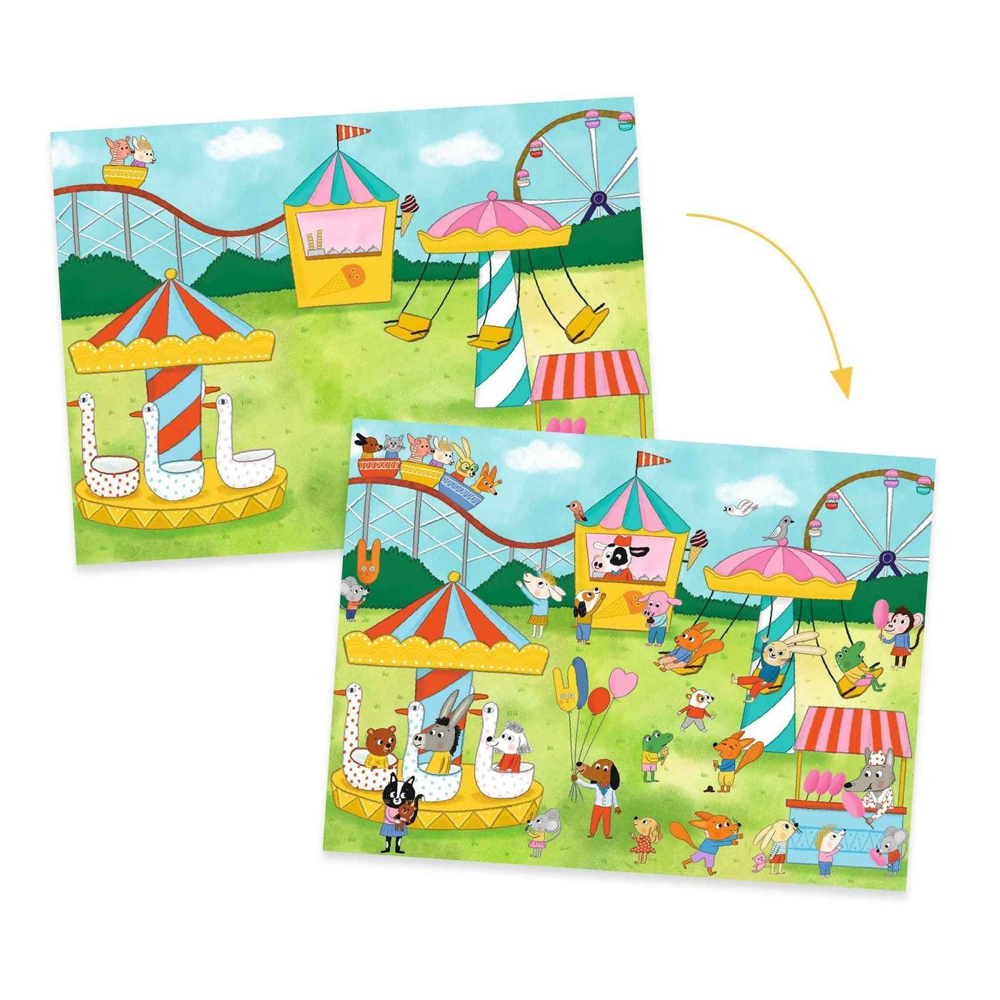 Djeco | + 100 Transferstickers En 3 Grote decors Het Is Feest!