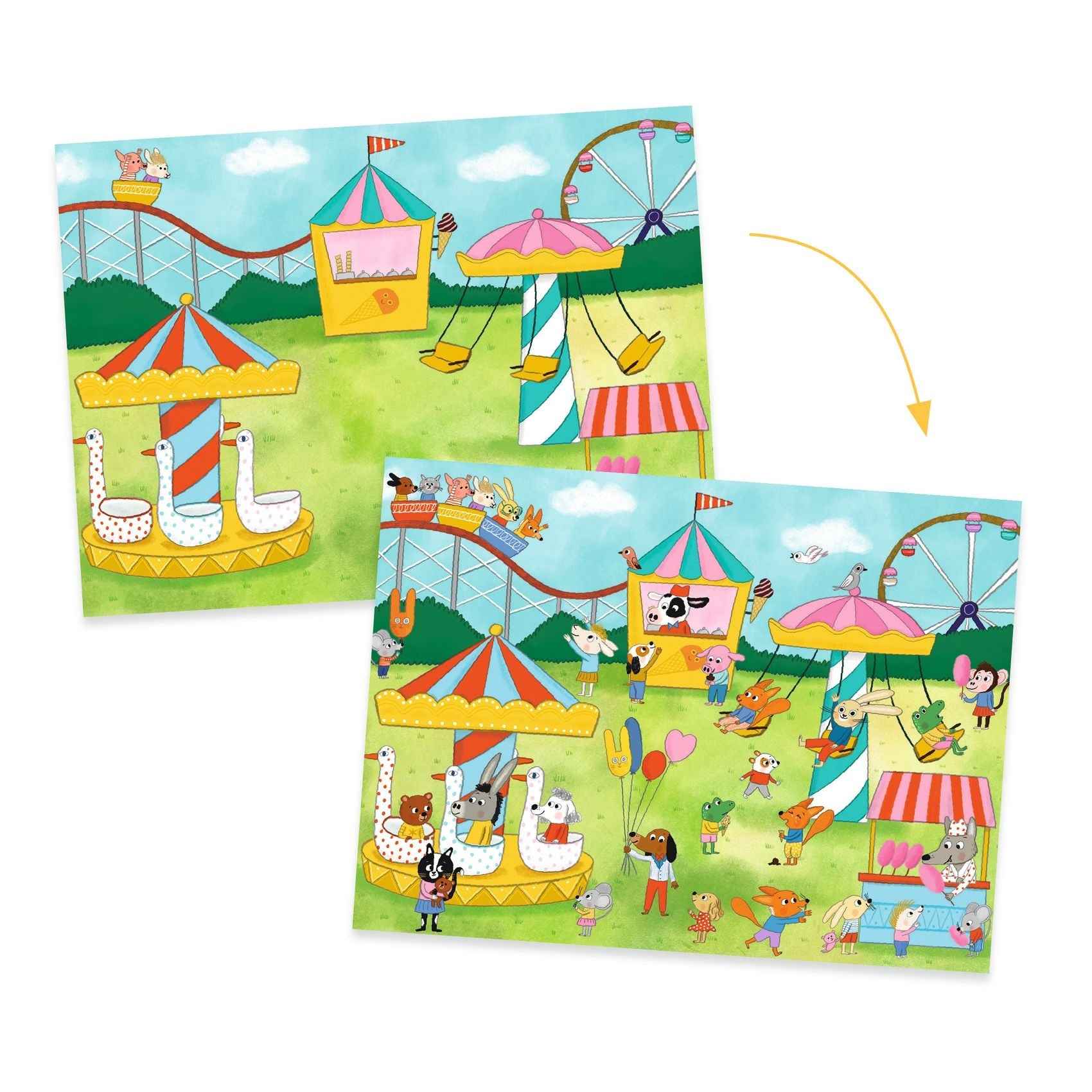 Djeco | + 100 Transferstickers En 3 Grote decors Het Is Feest!
