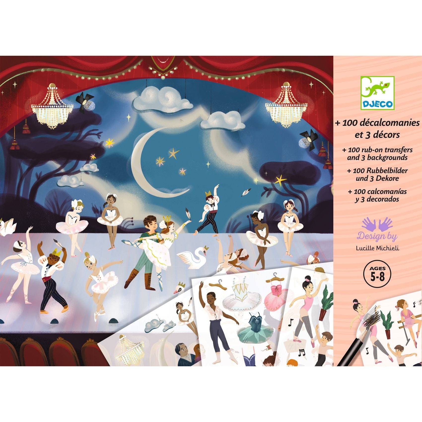 Djeco | + 100 Transferstickers En 3 Grote decors Jonge Balletdansers Van De Opera