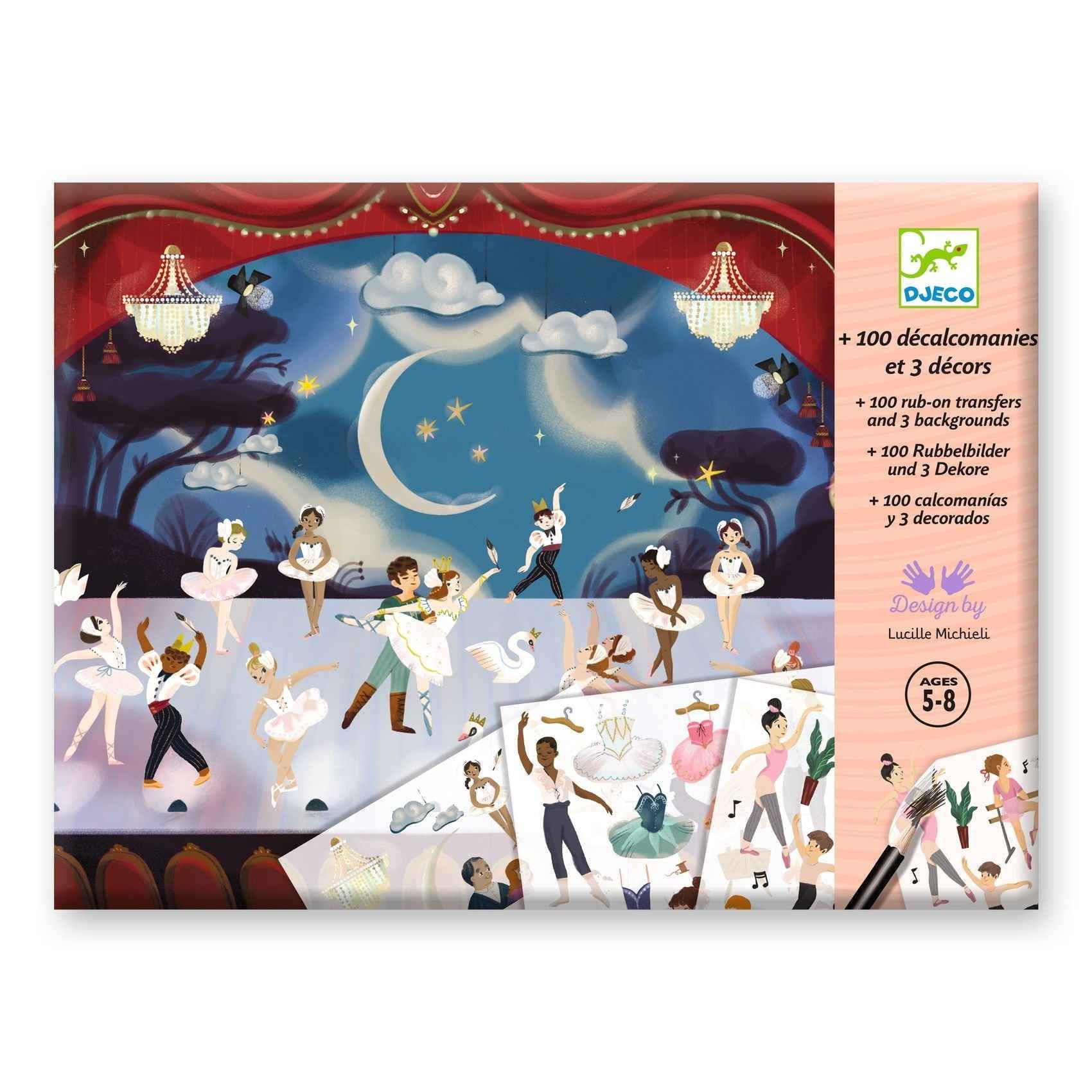 Djeco | 100+ Transfer Stickers in 3 Large Designs: Young Ballet Dancers from the Opera