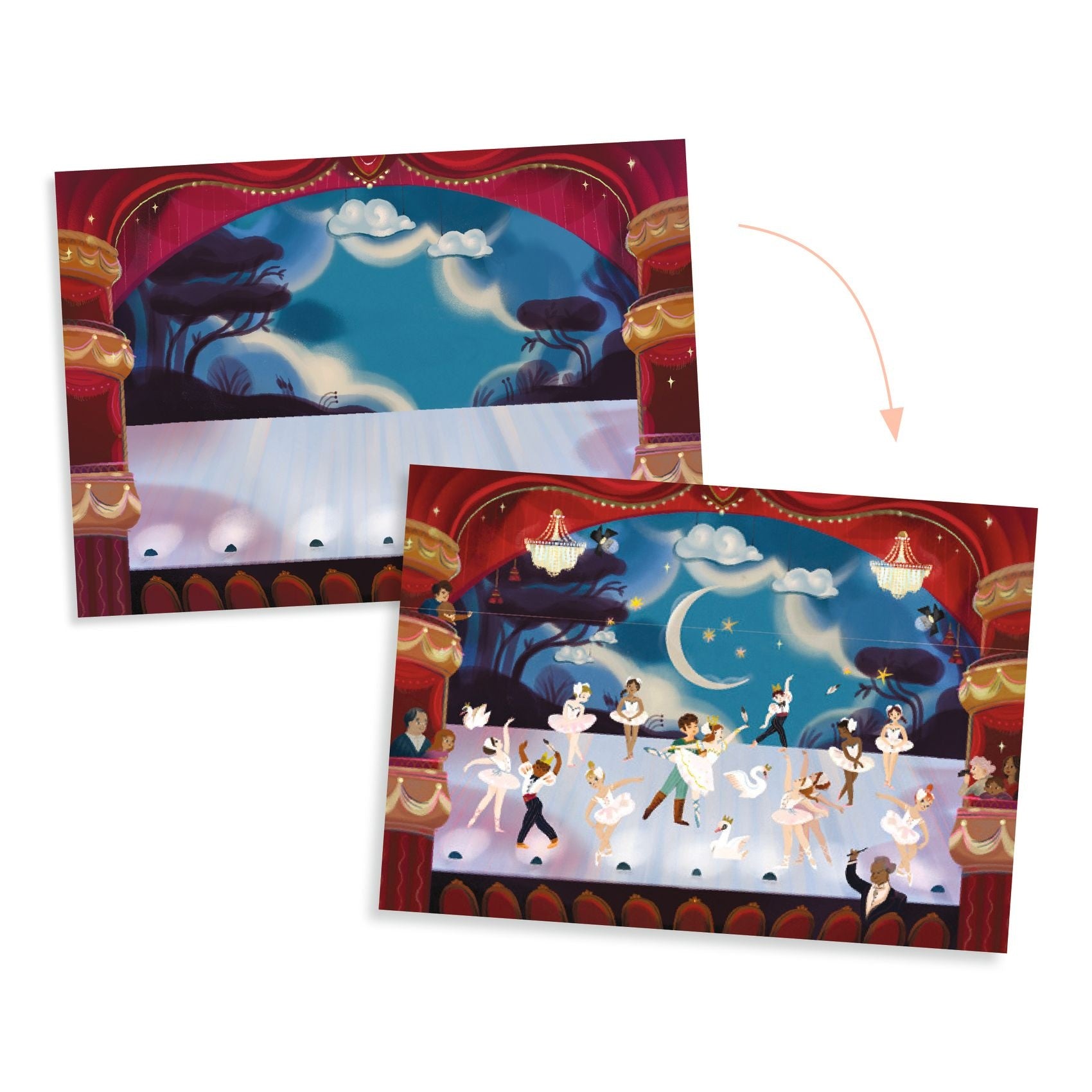 Djeco | + 100 Transferstickers En 3 Grote decors Jonge Balletdansers Van De Opera