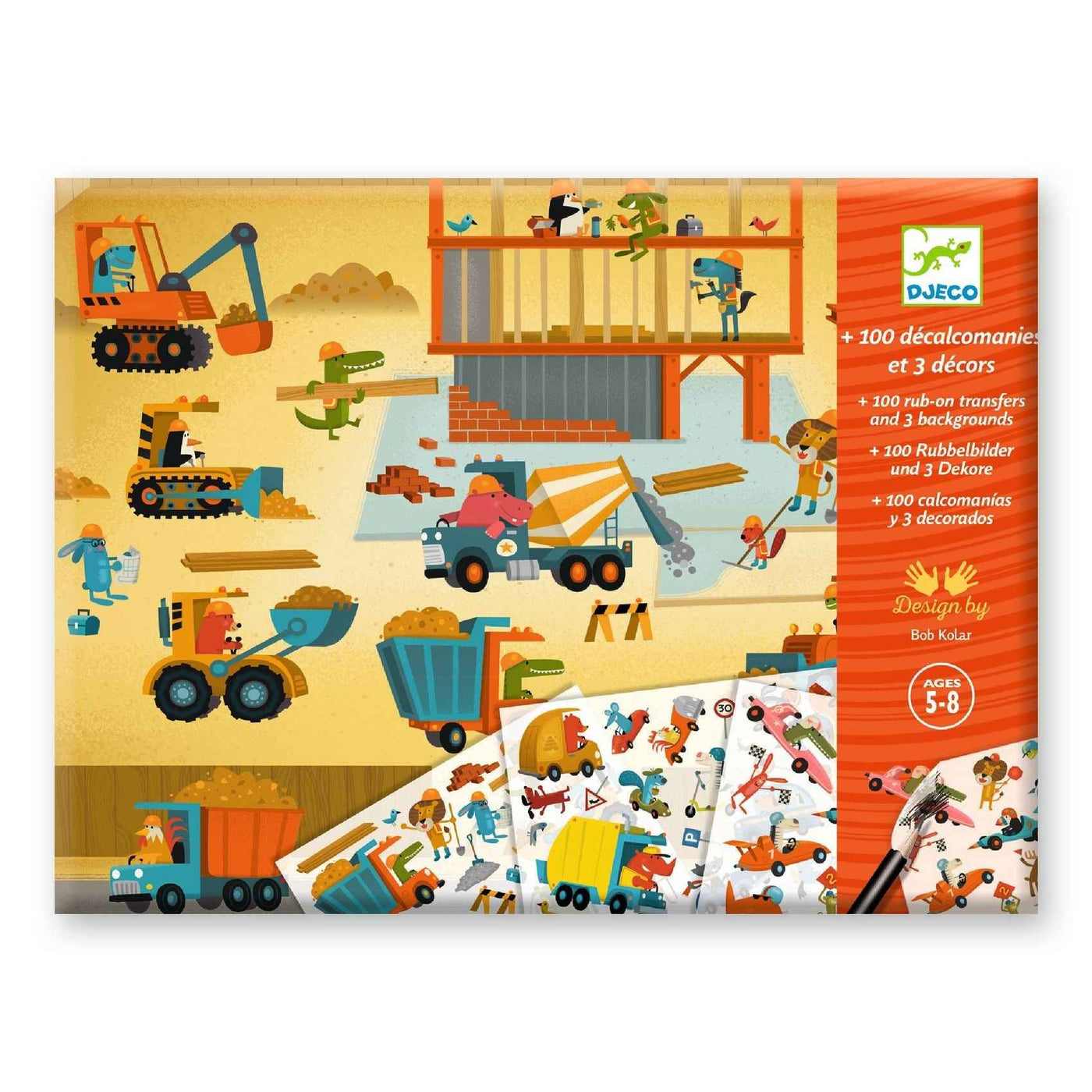 Djeco | + 100 Transfer Stickers in 3 Large Asphalt Designs