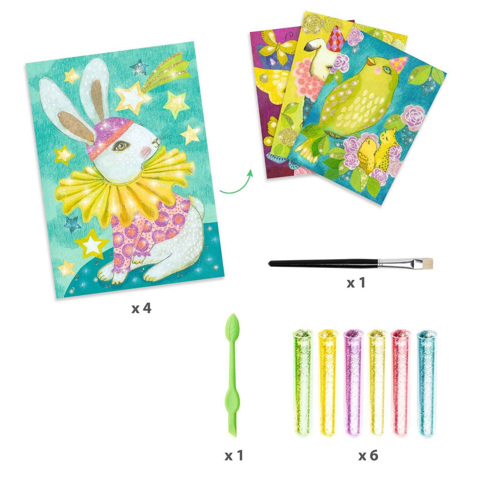 Djeco Animal Carnival Glitter Painting Kits for Ages 6-10