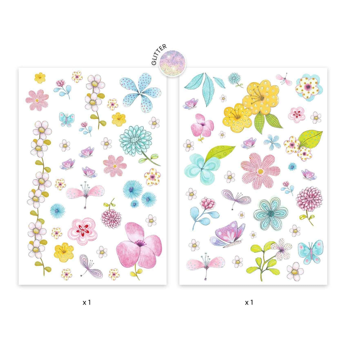 Djeco - tattoos Bloemen - glitter +3jr