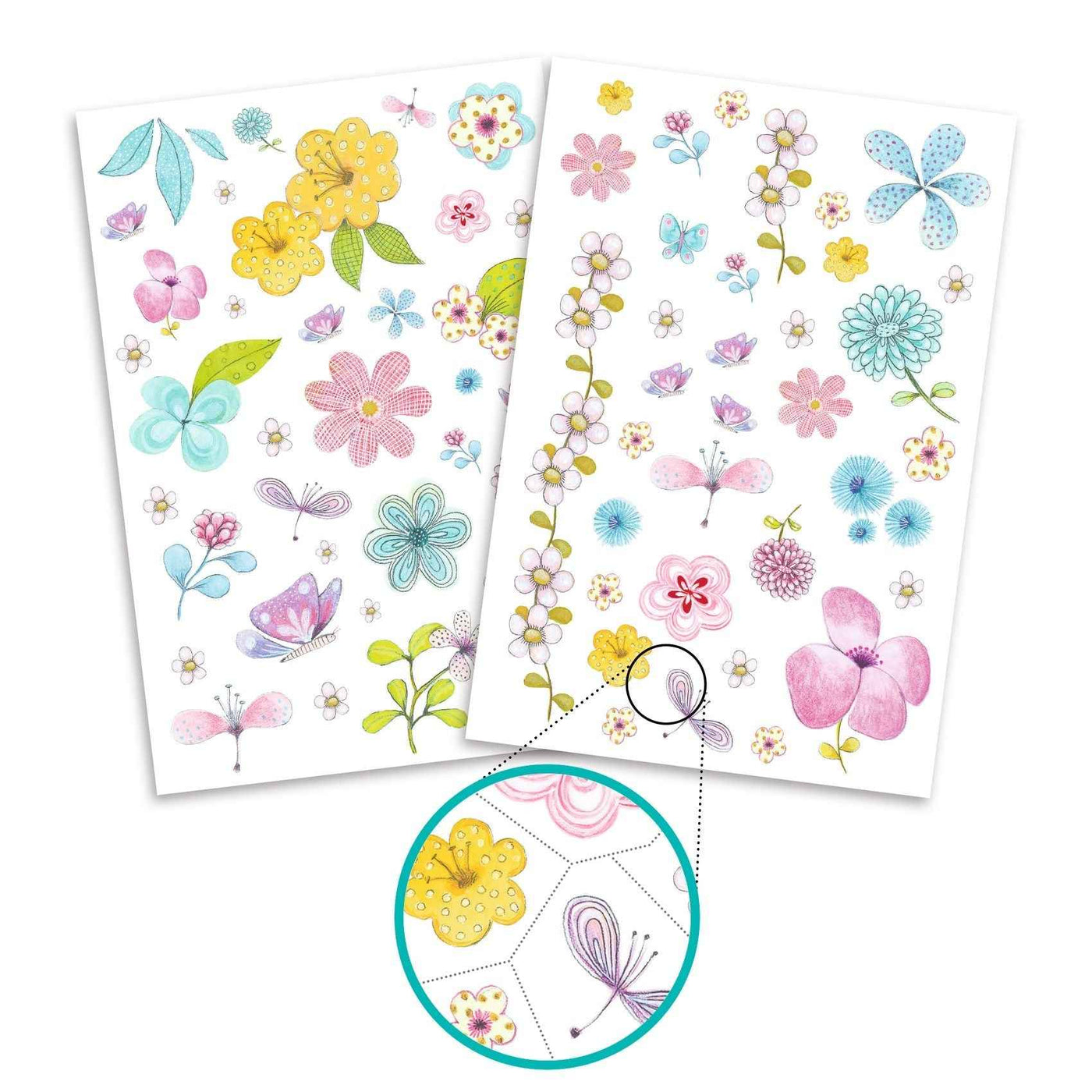 Djeco - tattoos Bloemen - glitter +3jr