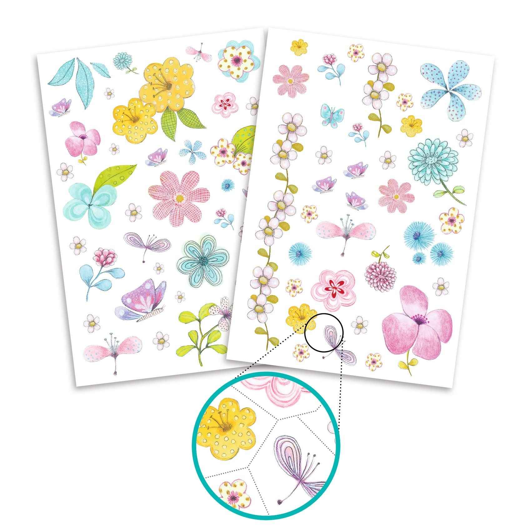 Djeco - tattoos Bloemen - glitter +3jr