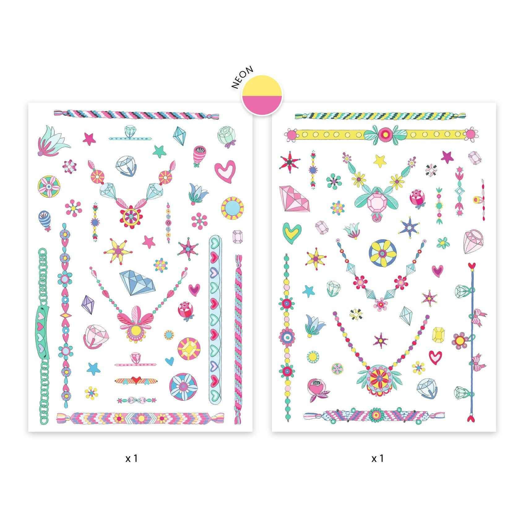 Djeco - tattoos Jenni's sieraden - neon +3jr
