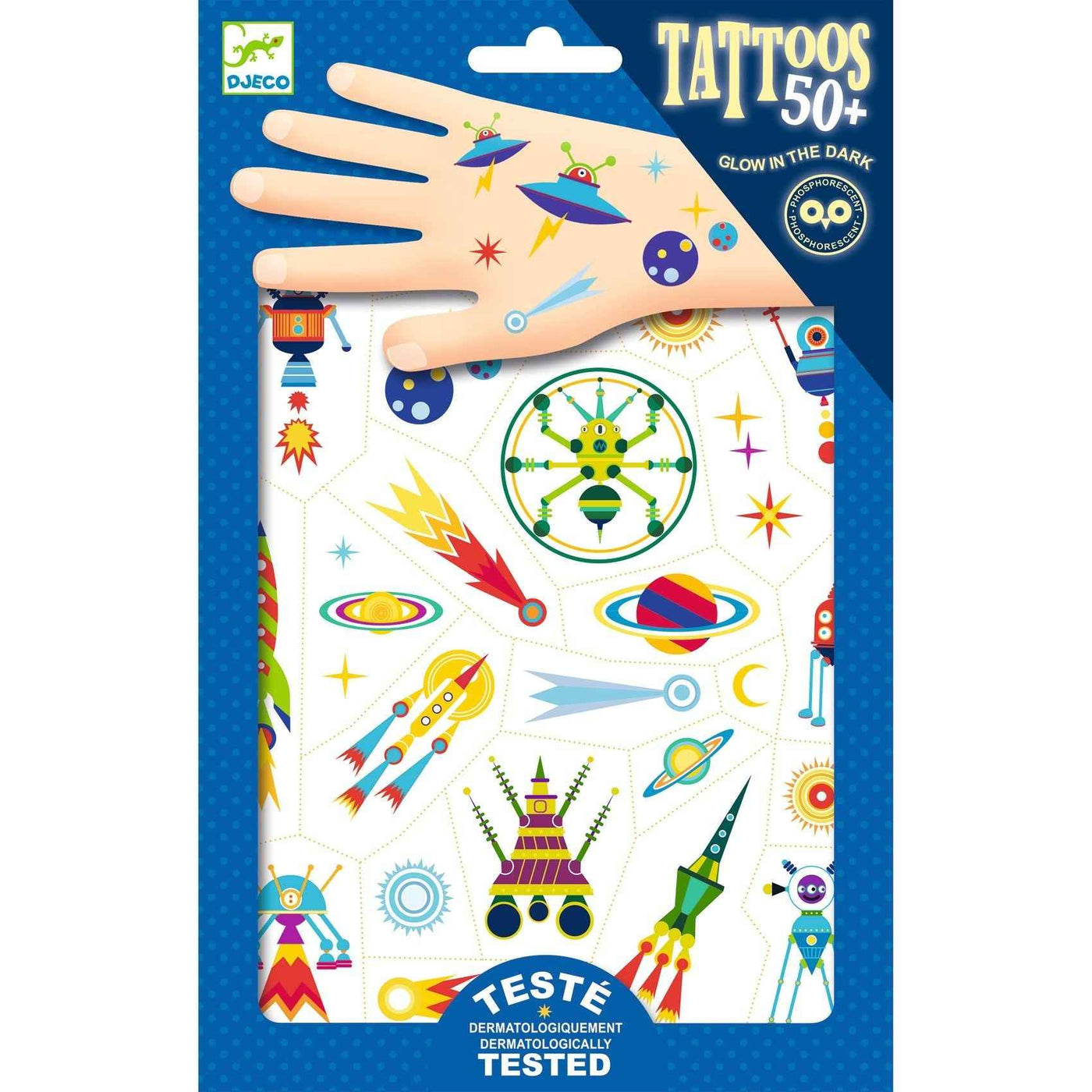 Tattoos Space Oddity - glow in the dark - Djeco
