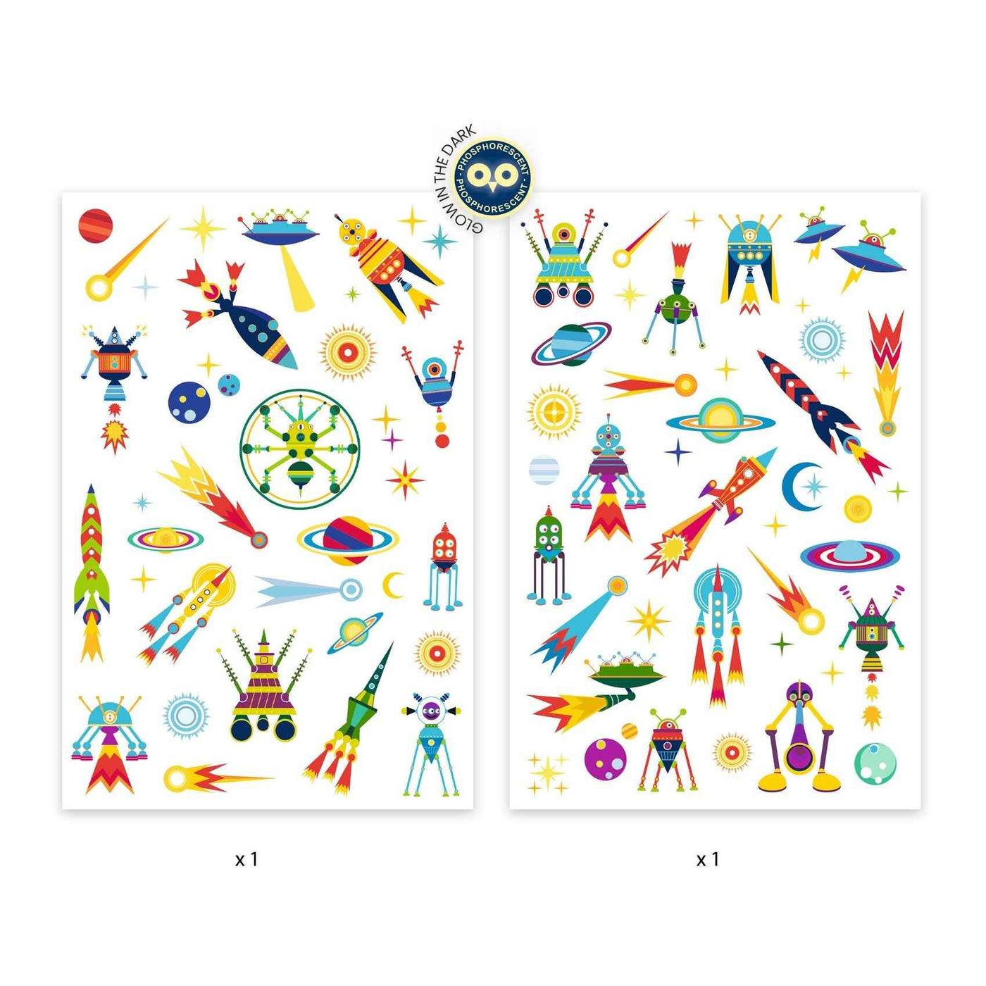 Tattoos Space Oddity - glow in the dark - Djeco