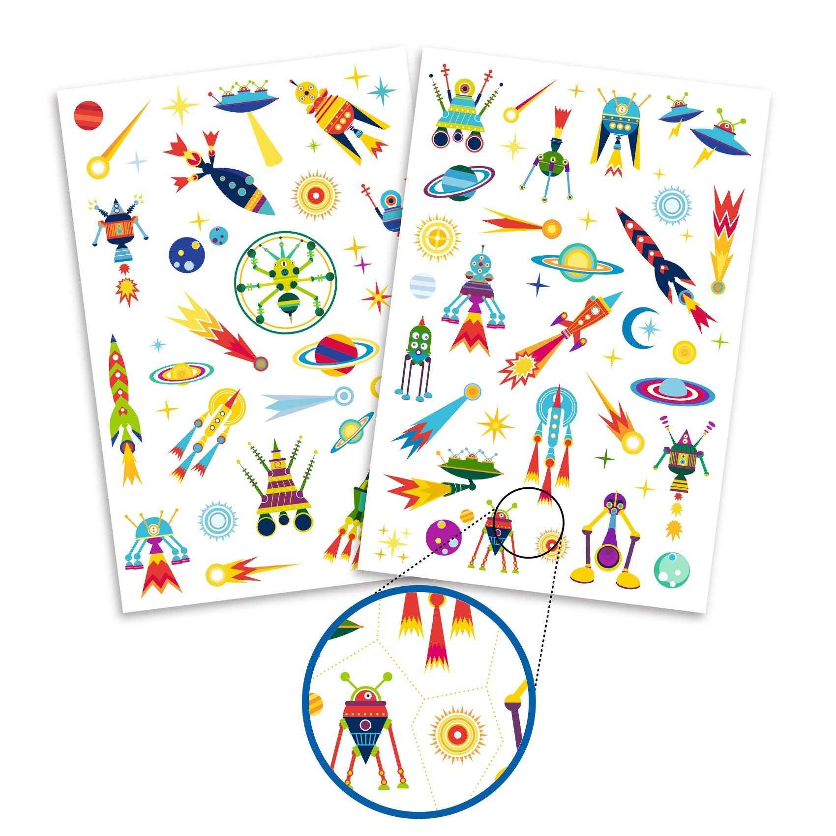 Tattoos Space Oddity - glow in the dark - Djeco