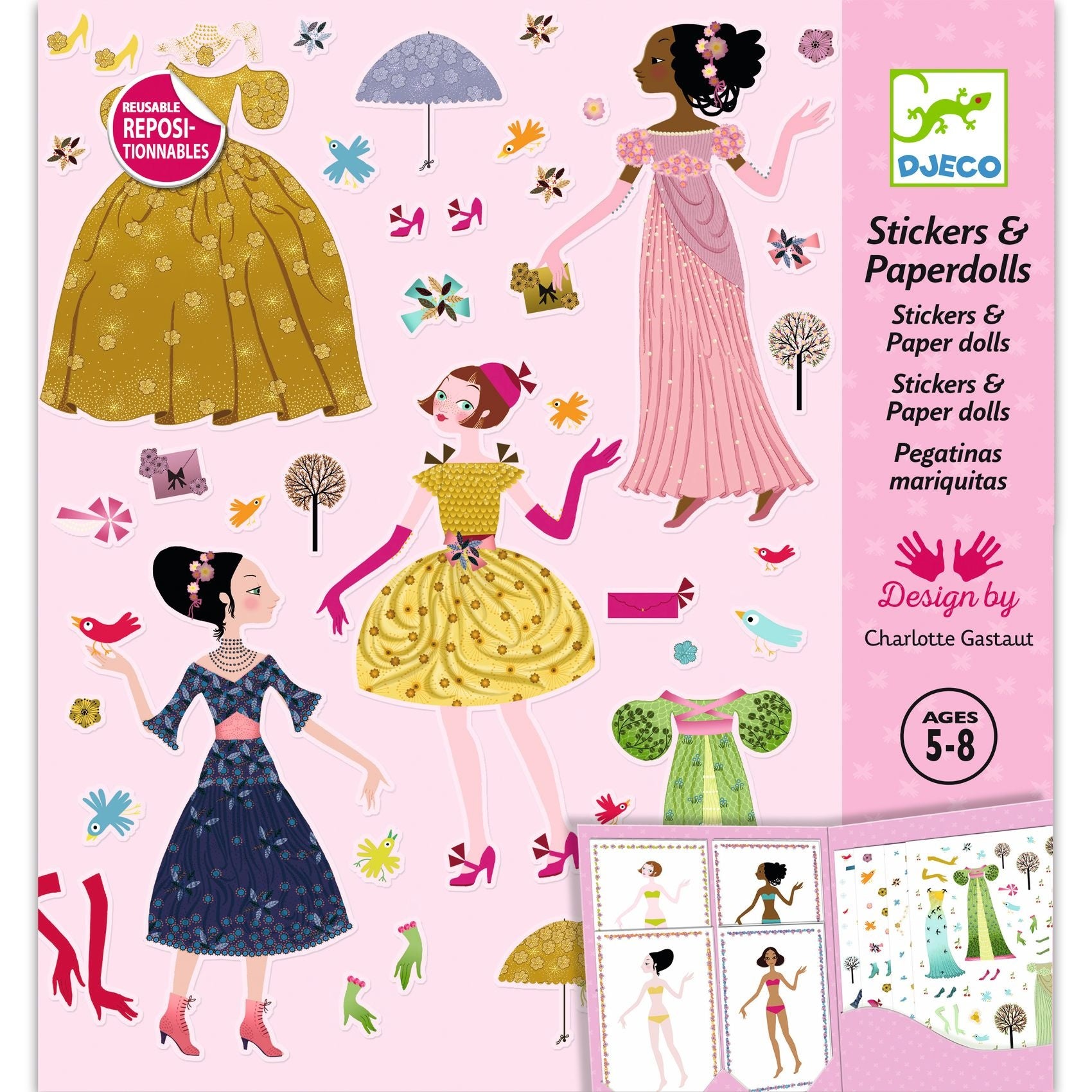 Djeco - stickers en aankleedpoppen - jurken 4-8 jr