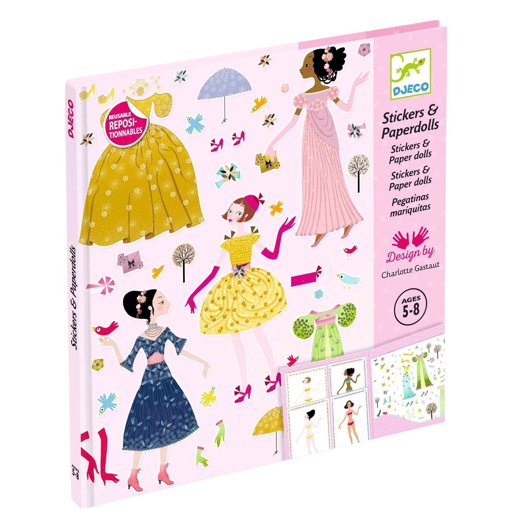 Djeco - stickers en aankleedpoppen - jurken 4-8 jr