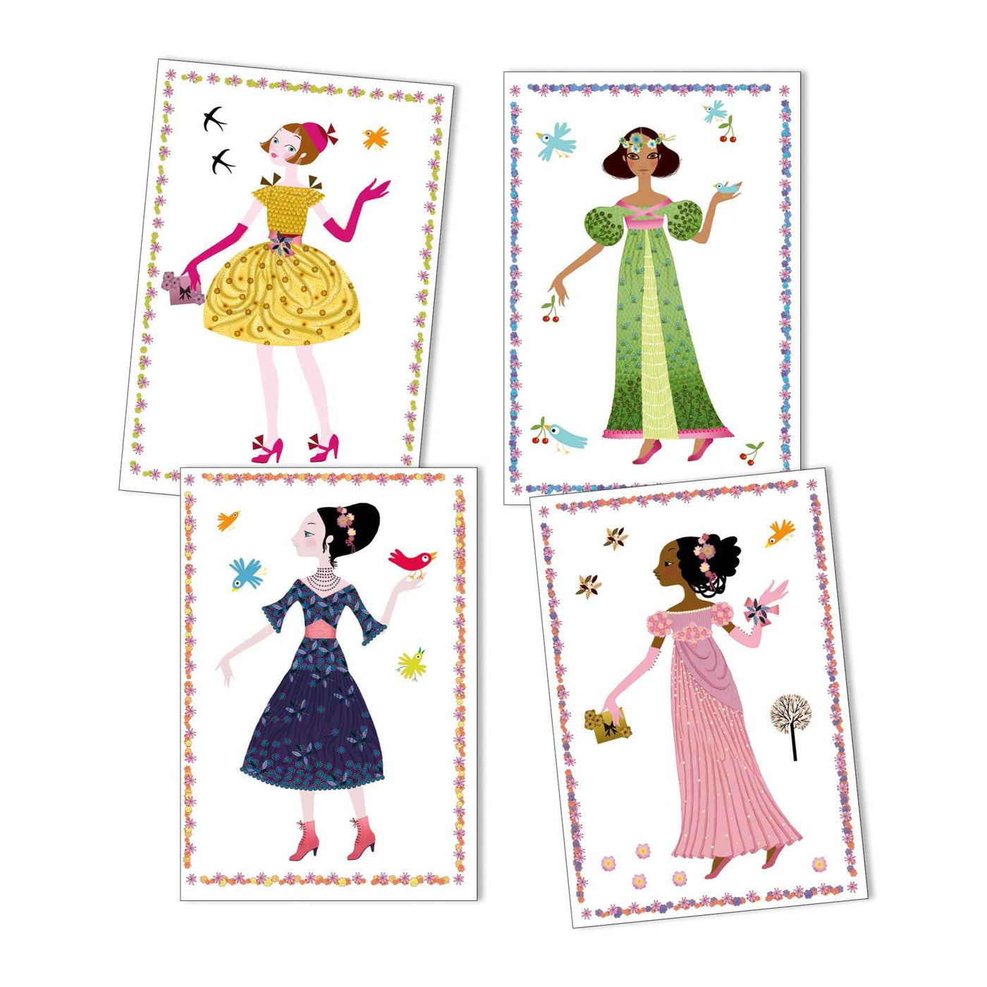 Djeco - stickers en aankleedpoppen - jurken 4-8 jr