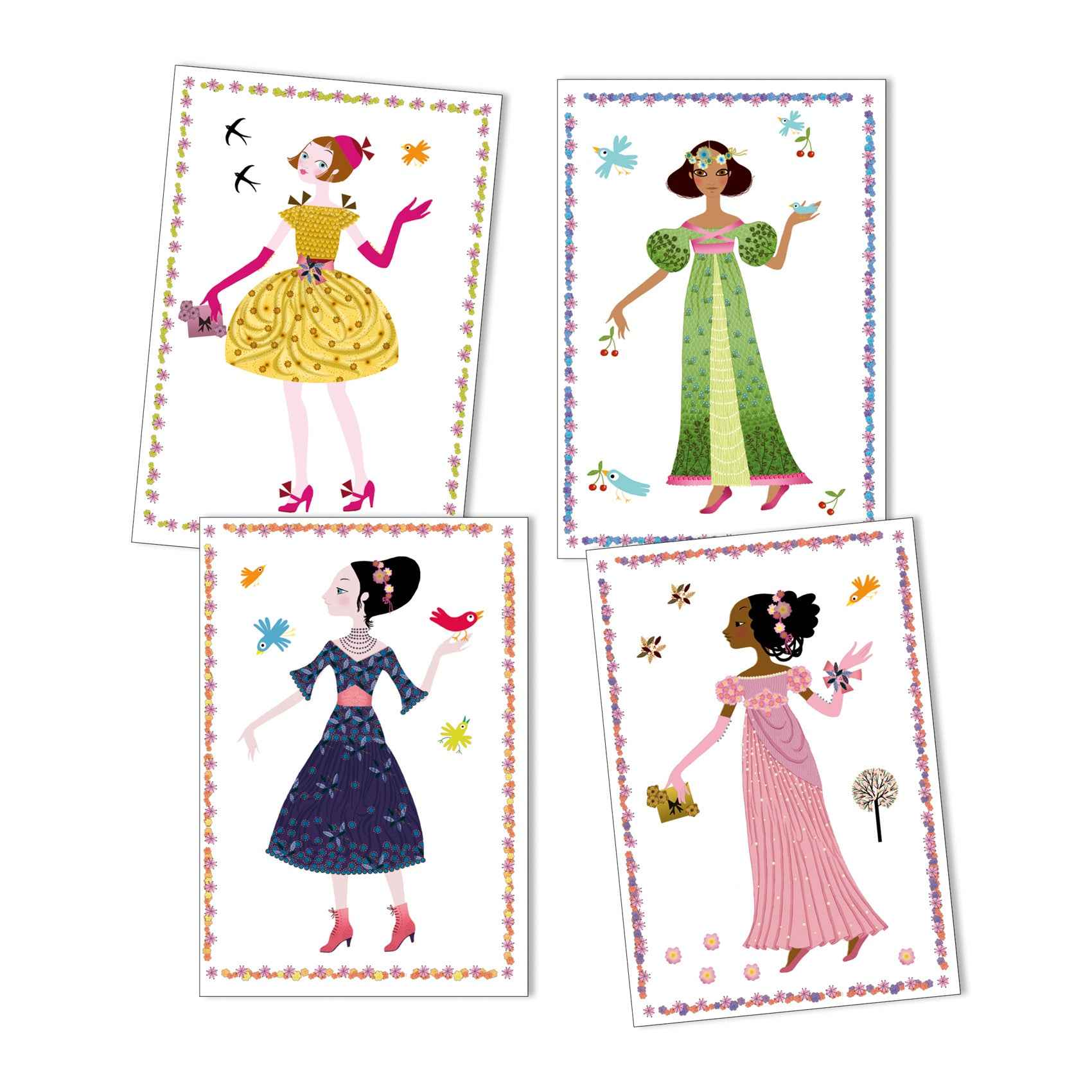 Djeco - stickers en aankleedpoppen - jurken 4-8 jr
